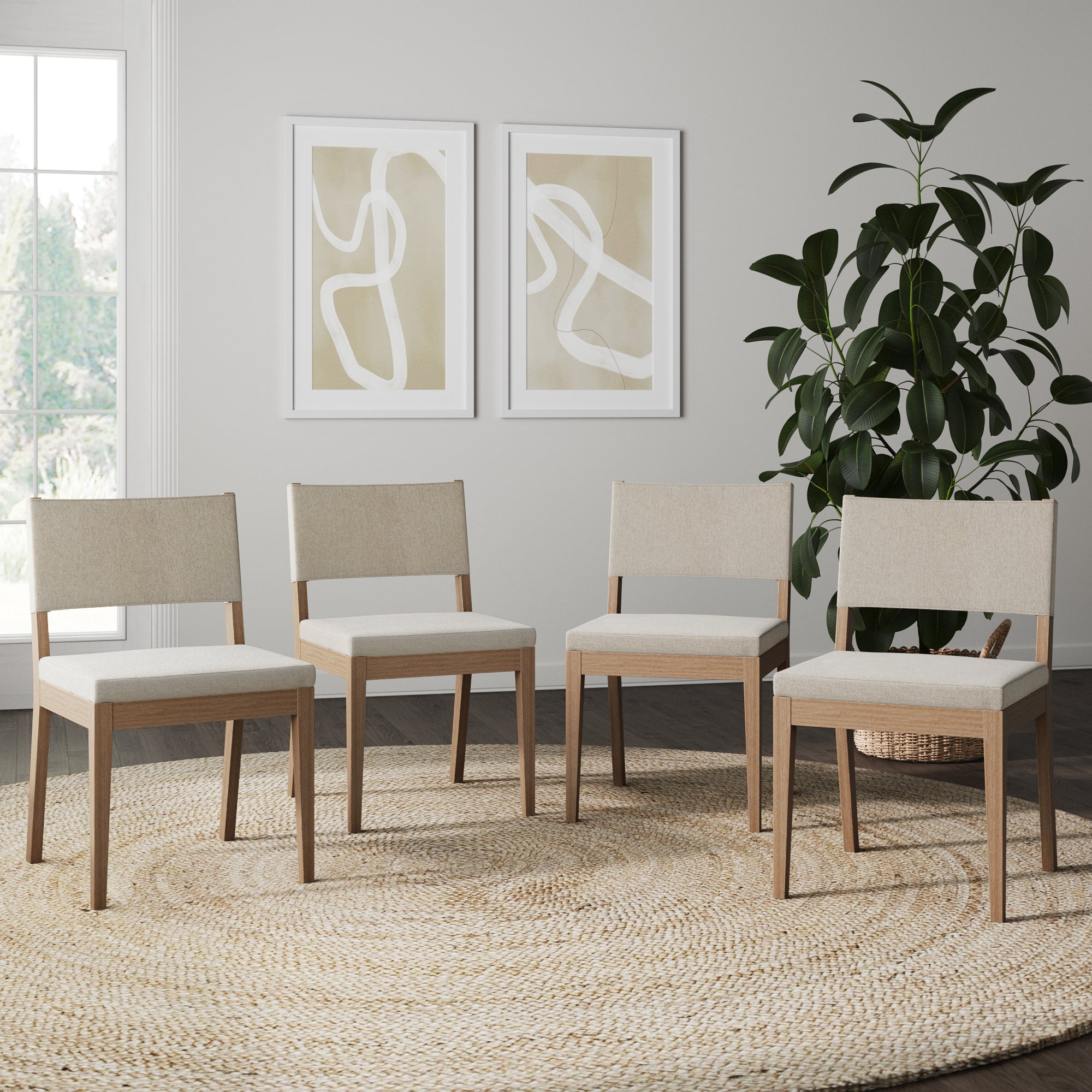Upholstered Dining Chair Light Brown (Set of 4) - Nathan James