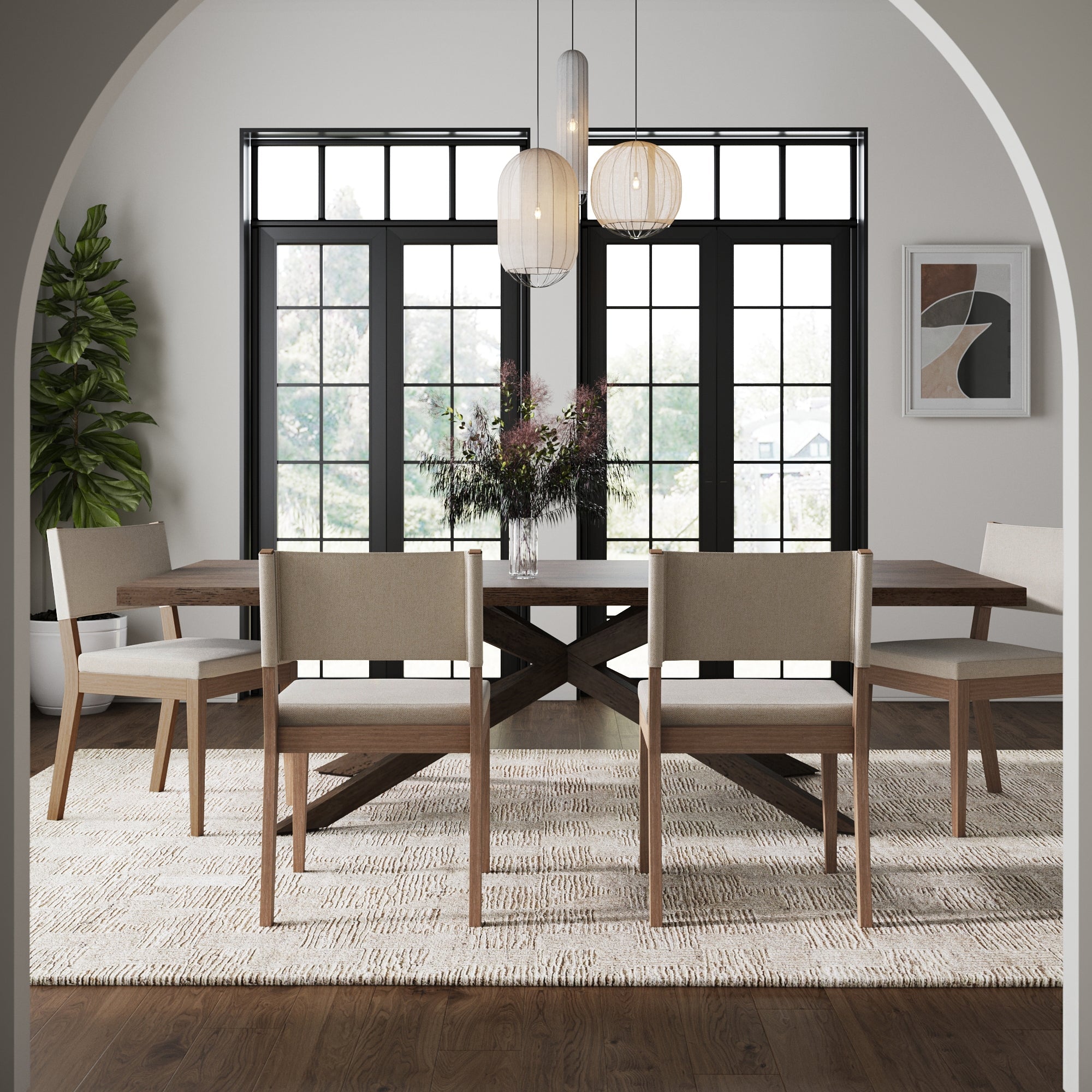 Upholstered Dining Chair Light Brown (Set of 4) - Nathan James