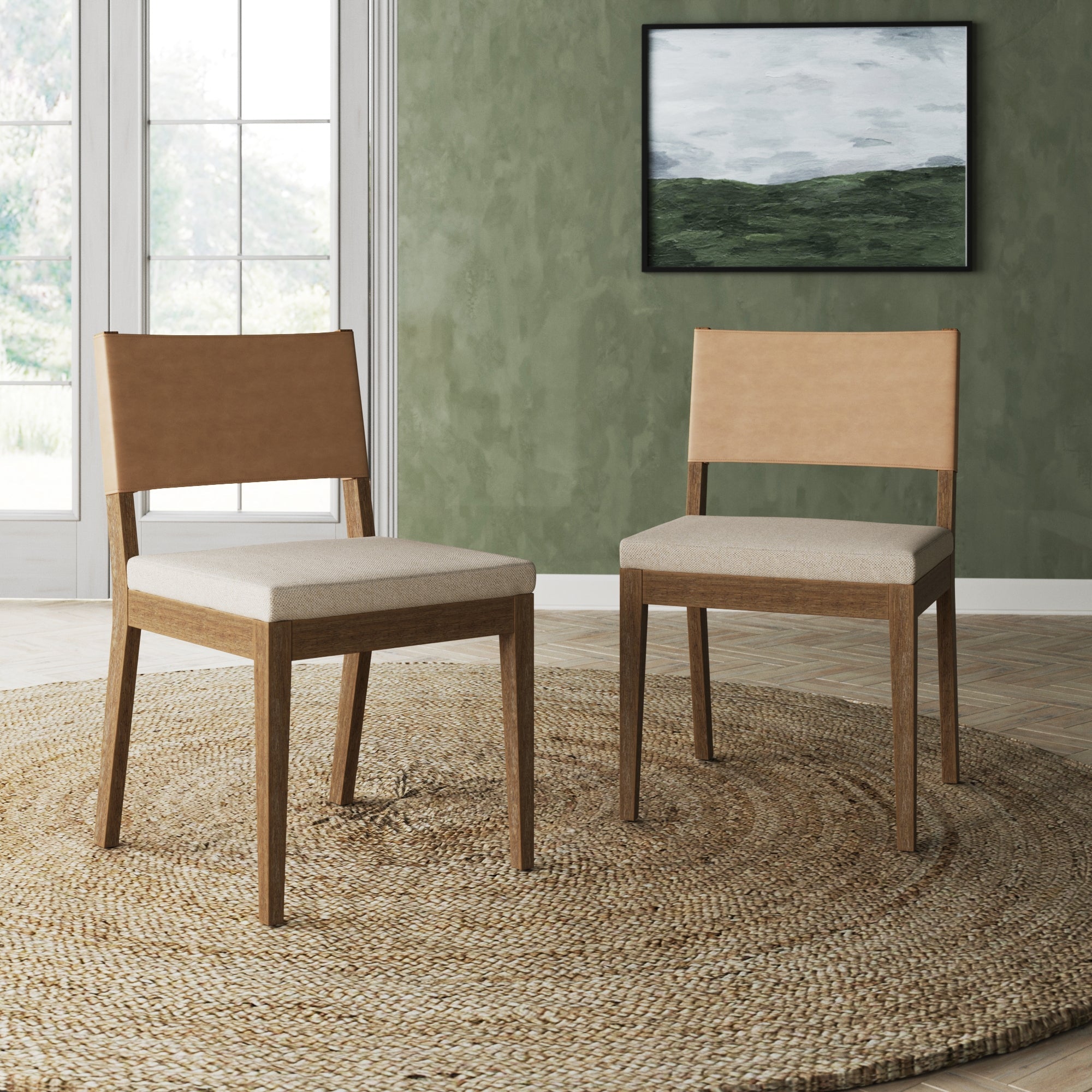 Wood & Faux Leather Dining Chairs Light Brown (Set of 2) - Nathan James