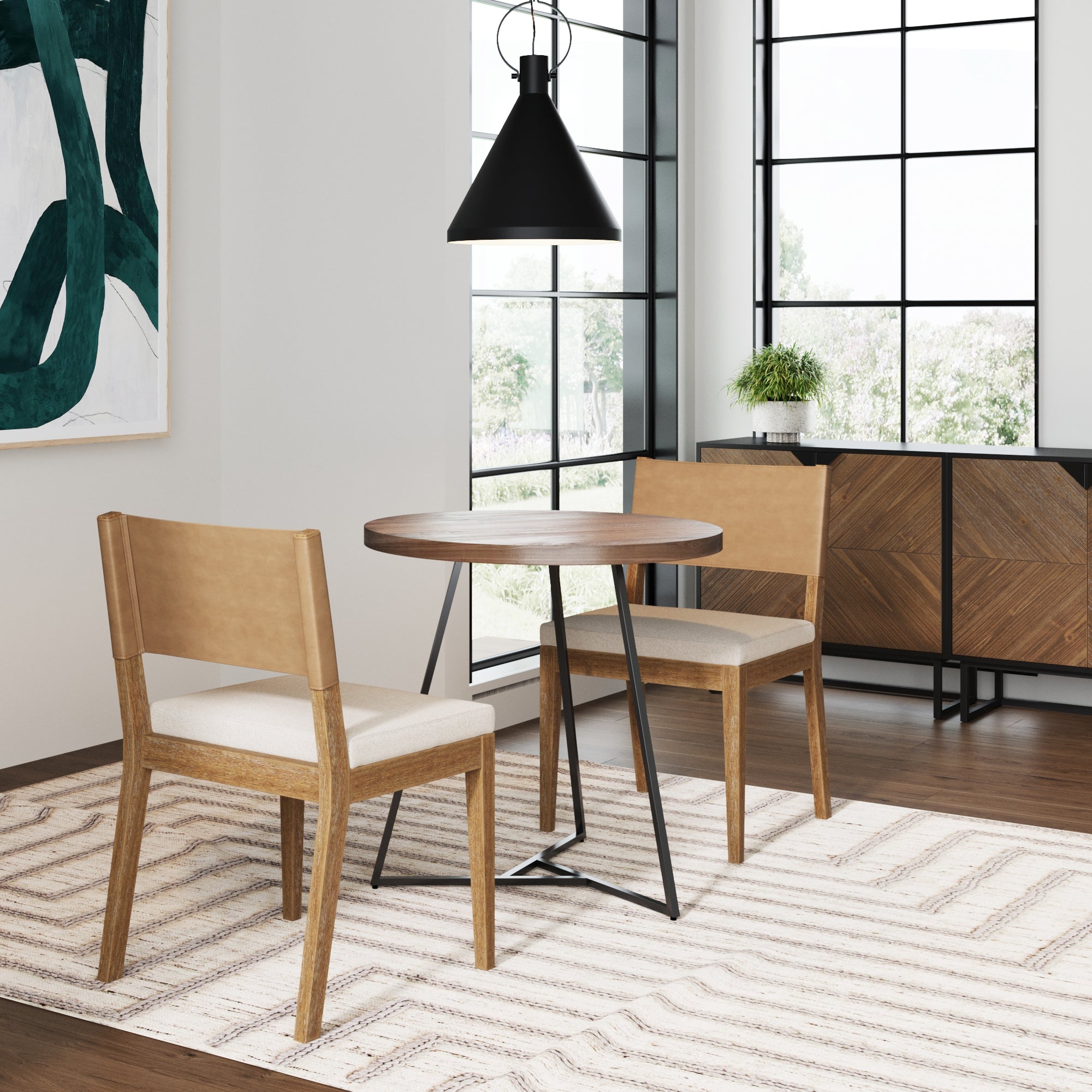 Wood & Faux Leather Dining Chairs Light Brown (Set of 2) - Nathan James