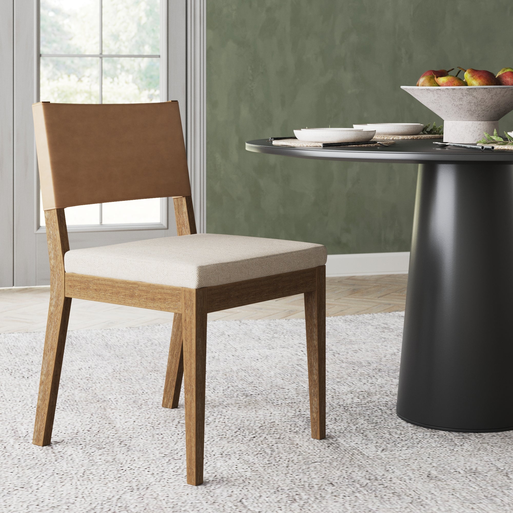 Wood & Faux Leather Dining Chair Light Brown - Nathan James