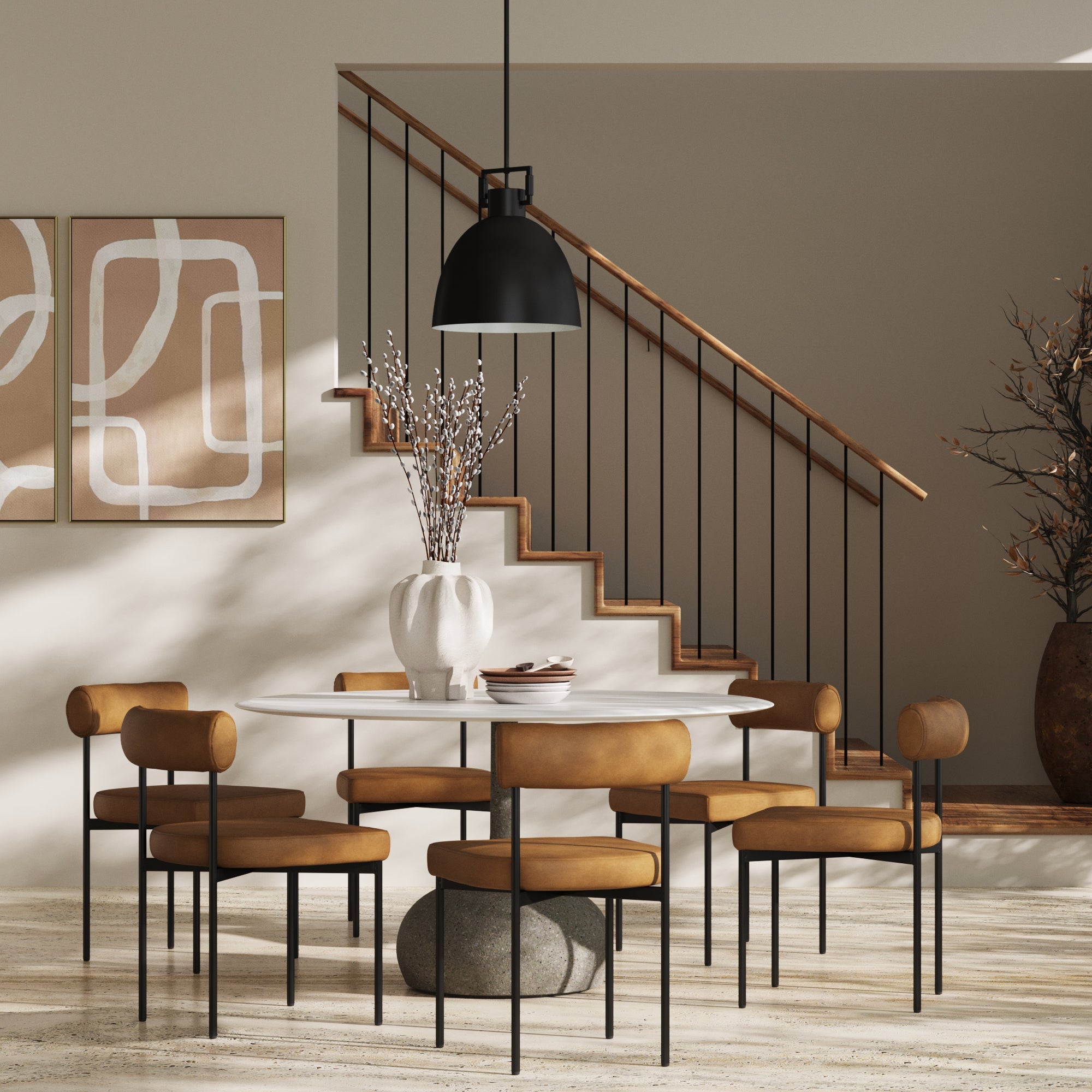Faux Leather Modern Dining Chairs (Set of 6) - Nathan James