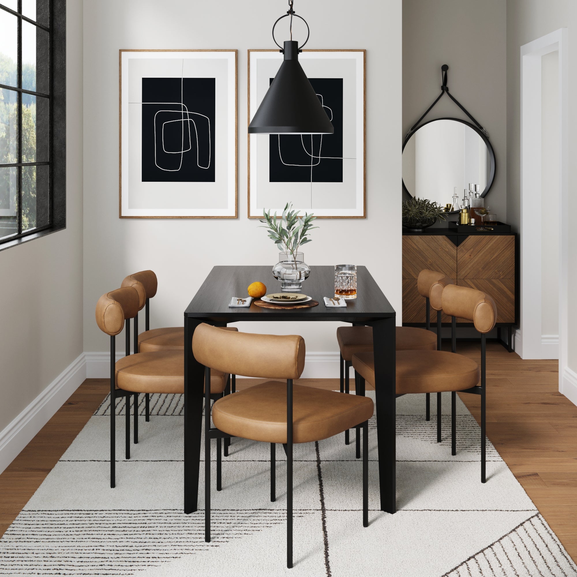 Metal Upholstered Modern Dining Chair Light Brown - Nathan James