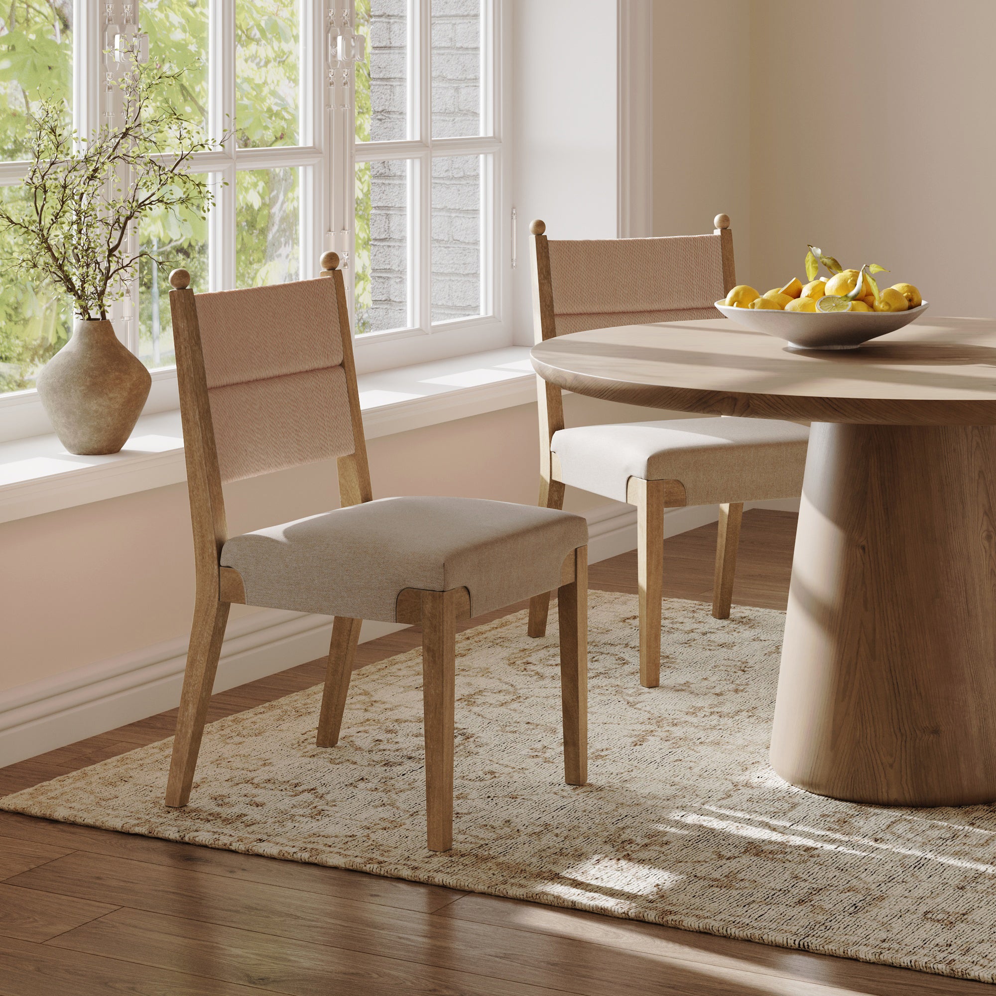Boho Natural Flax & Seagrass Dining Chair (Set of 2) - Nathan James