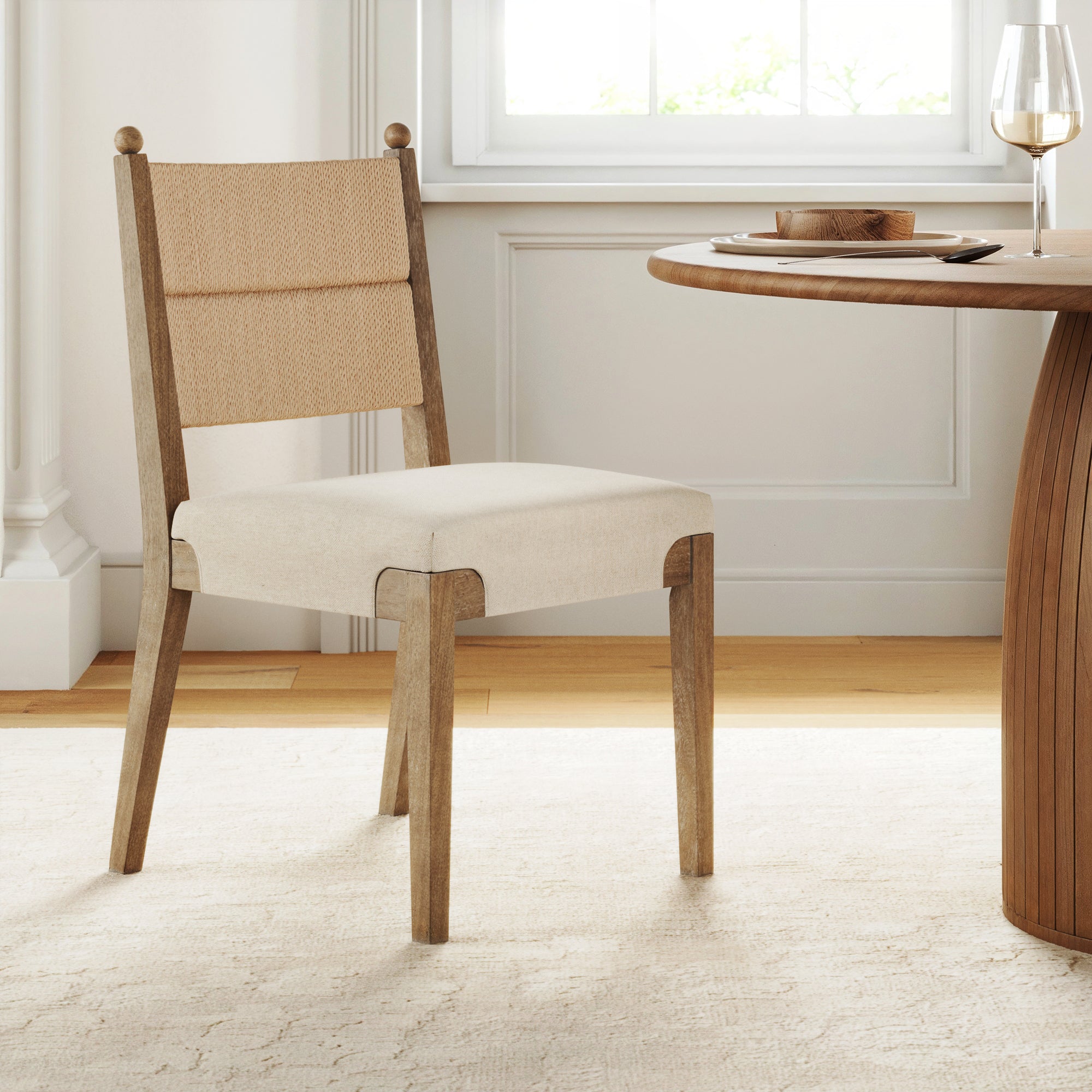 Boho Natural Flax & Seagrass Dining Chair - Nathan James