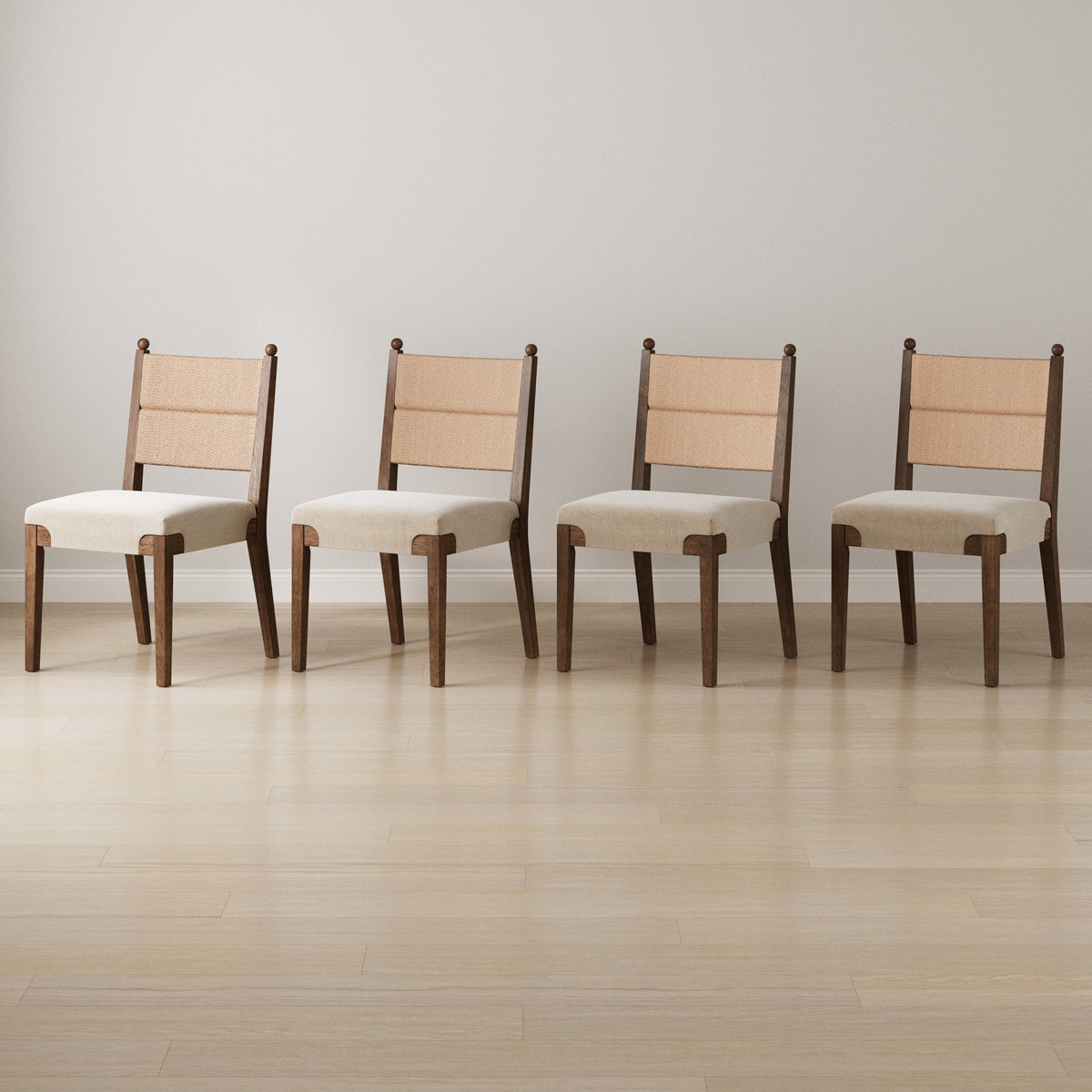 Modern Seagrass Dining Chair Upholstered Flax Dark Brown (Set of 4) - Nathan James