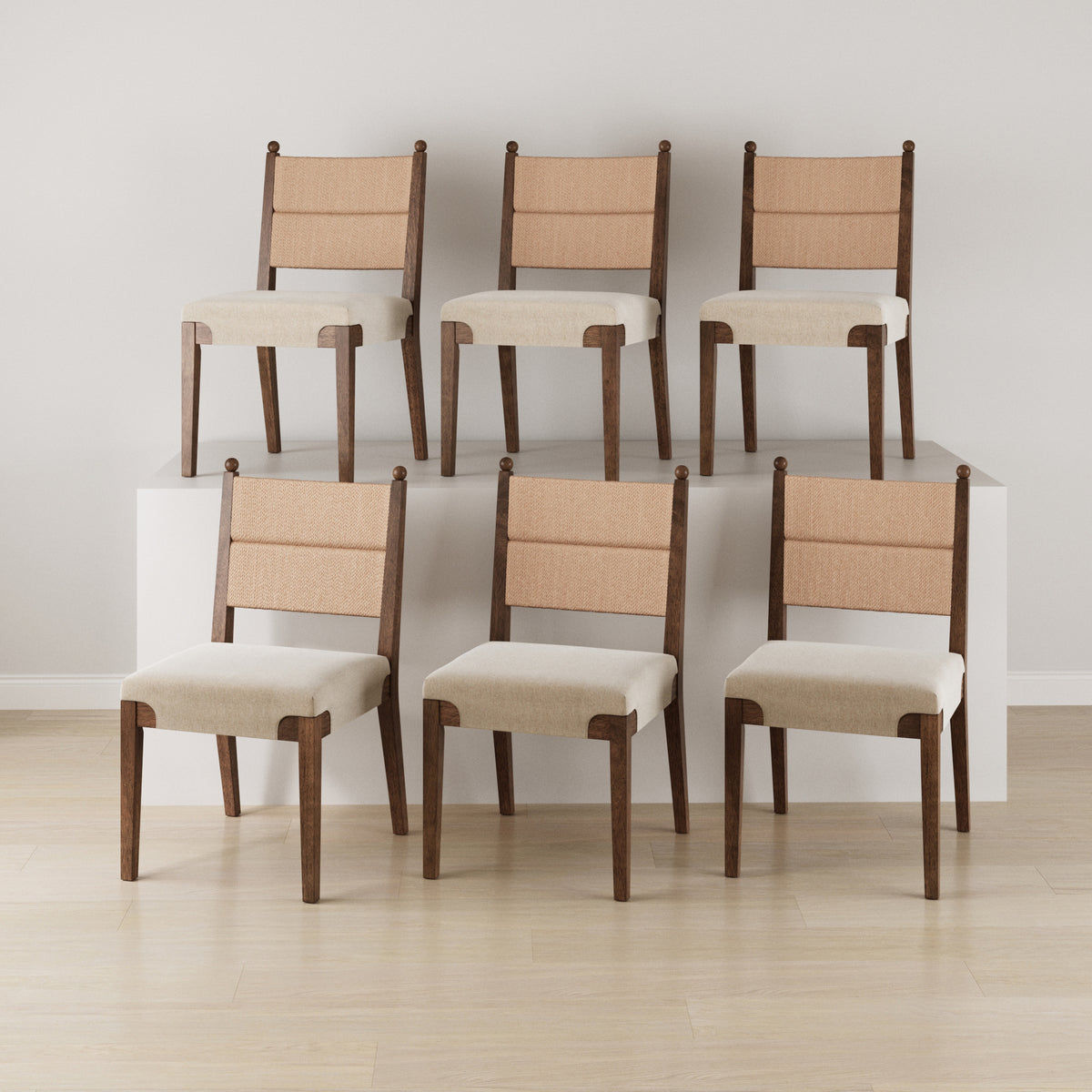 Modern Seagrass Dining Chair Upholstered Flax Dark Brown (Set of 6) - Nathan James