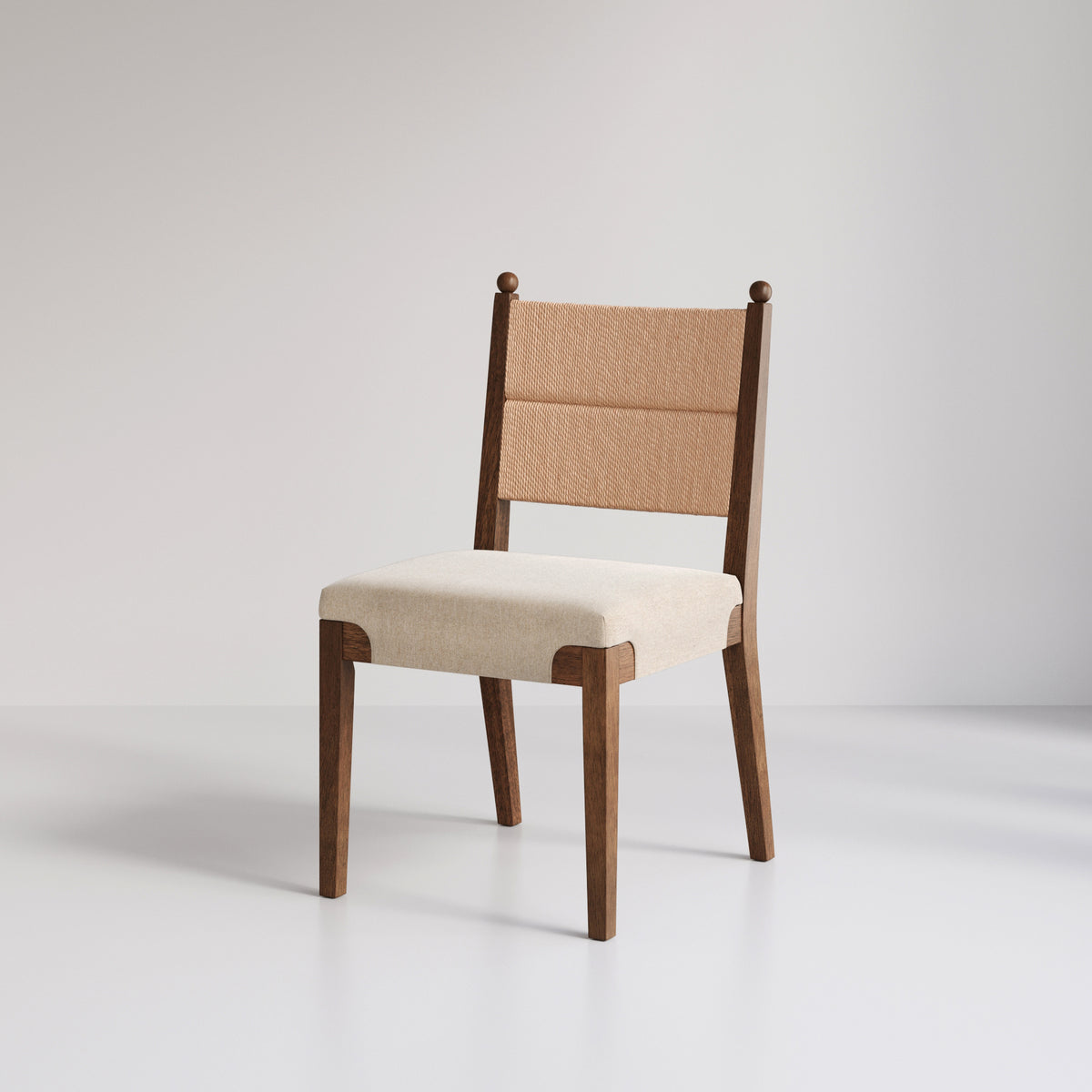 Modern Seagrass Dining Chair Upholstered Flax Dark Brown - Nathan James