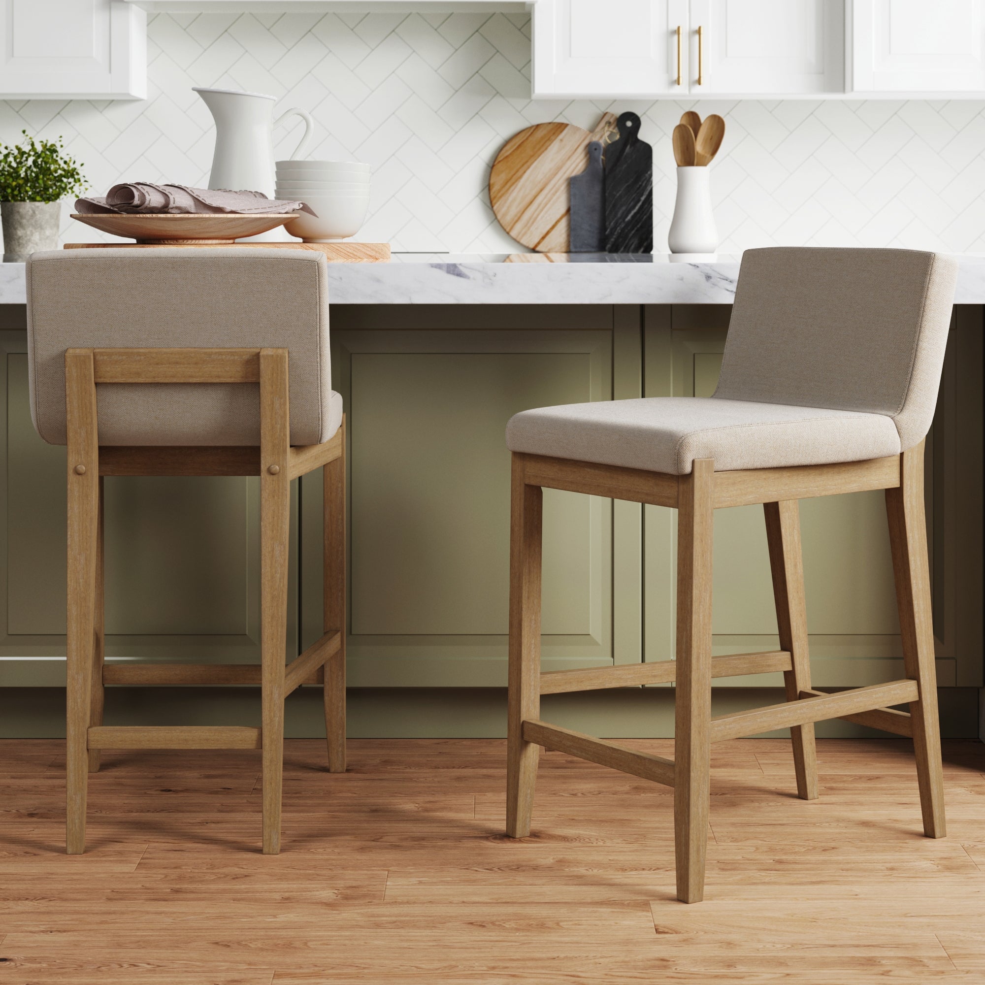 Wood Counter Height Bar Stools Light Brown (Set of 2) - Nathan James