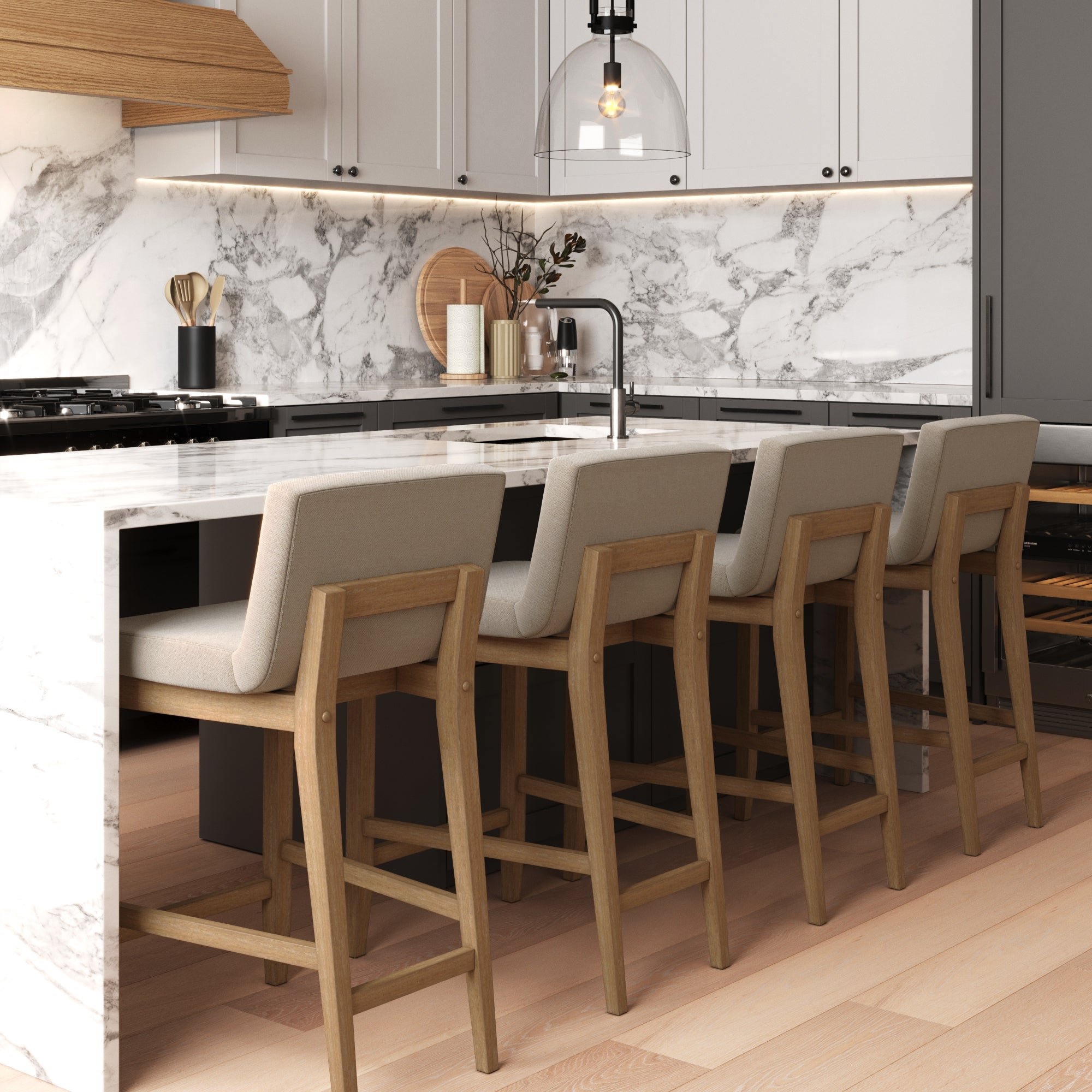 Wood Counter Height Bar Stools Light Brown (Set of 4) - Nathan James