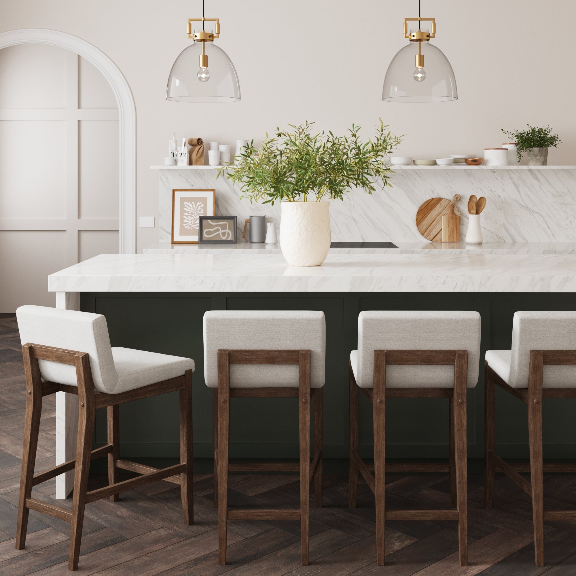 Boucle Counter Height Bar Stools Dark Brown (Set of 4) - Nathan James