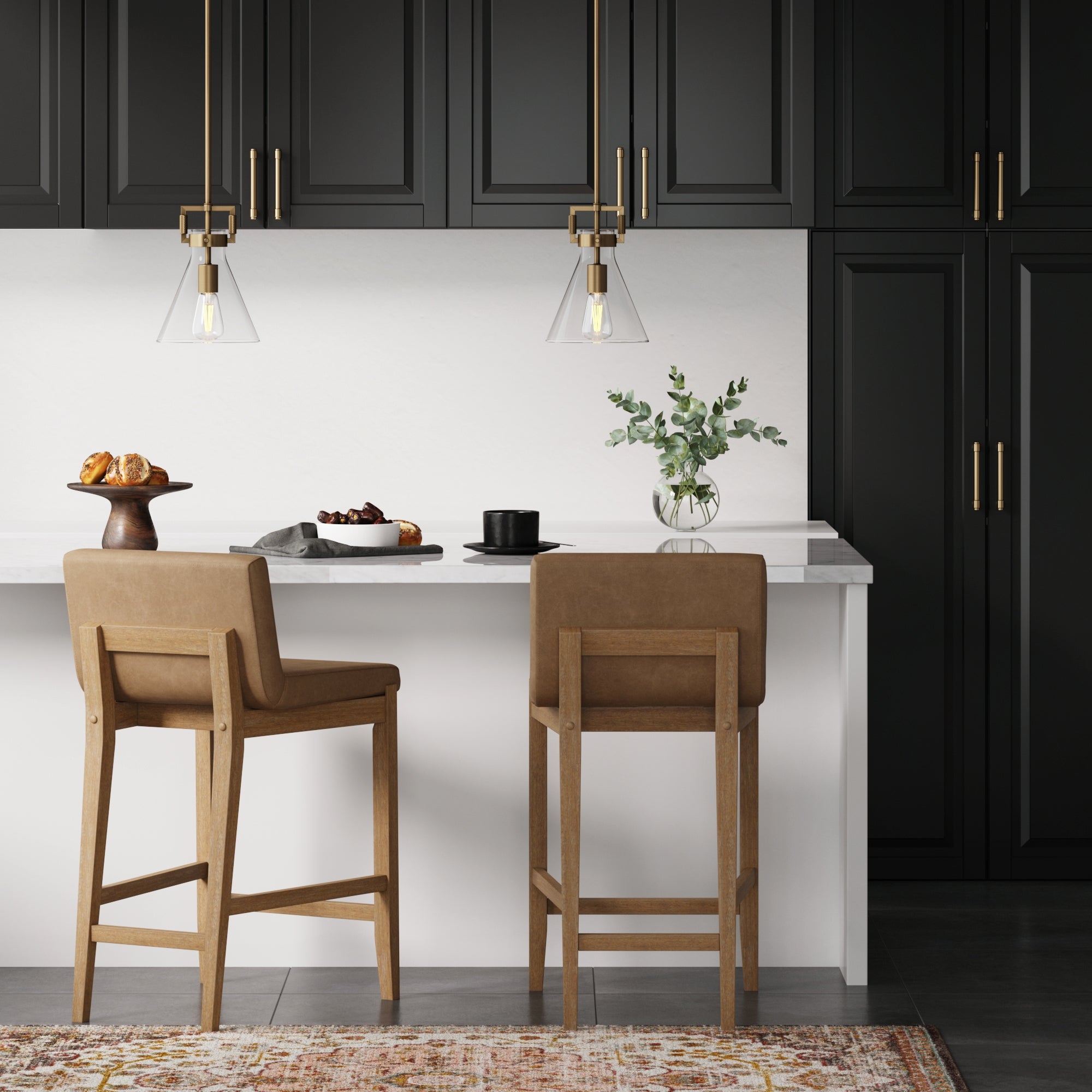 Faux Suede Counter Height Bar Stools Light Brown (Set of 2) - Nathan James