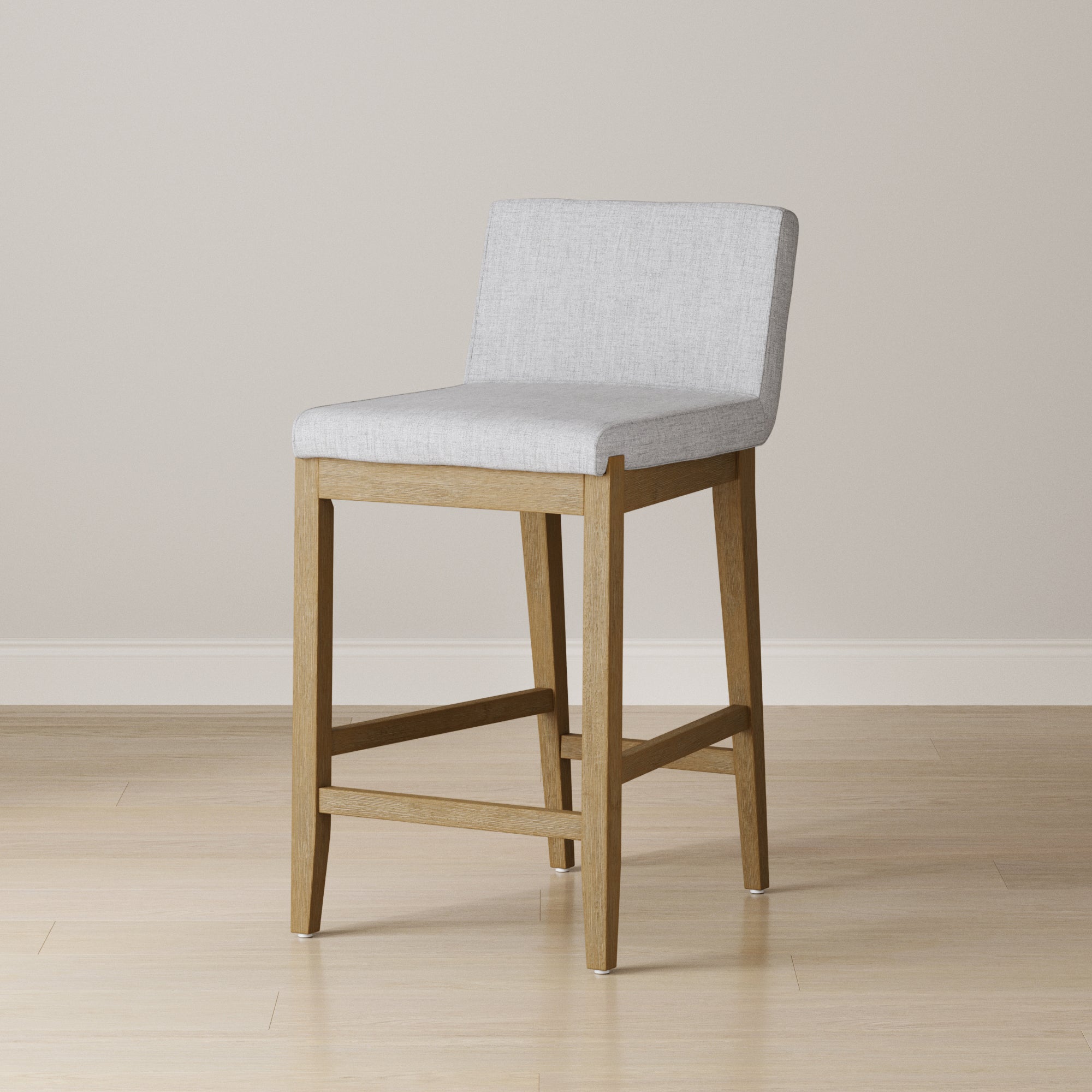 Modern Upholstered Counter Height Bar Stool w/ Back Gray - Nathan James