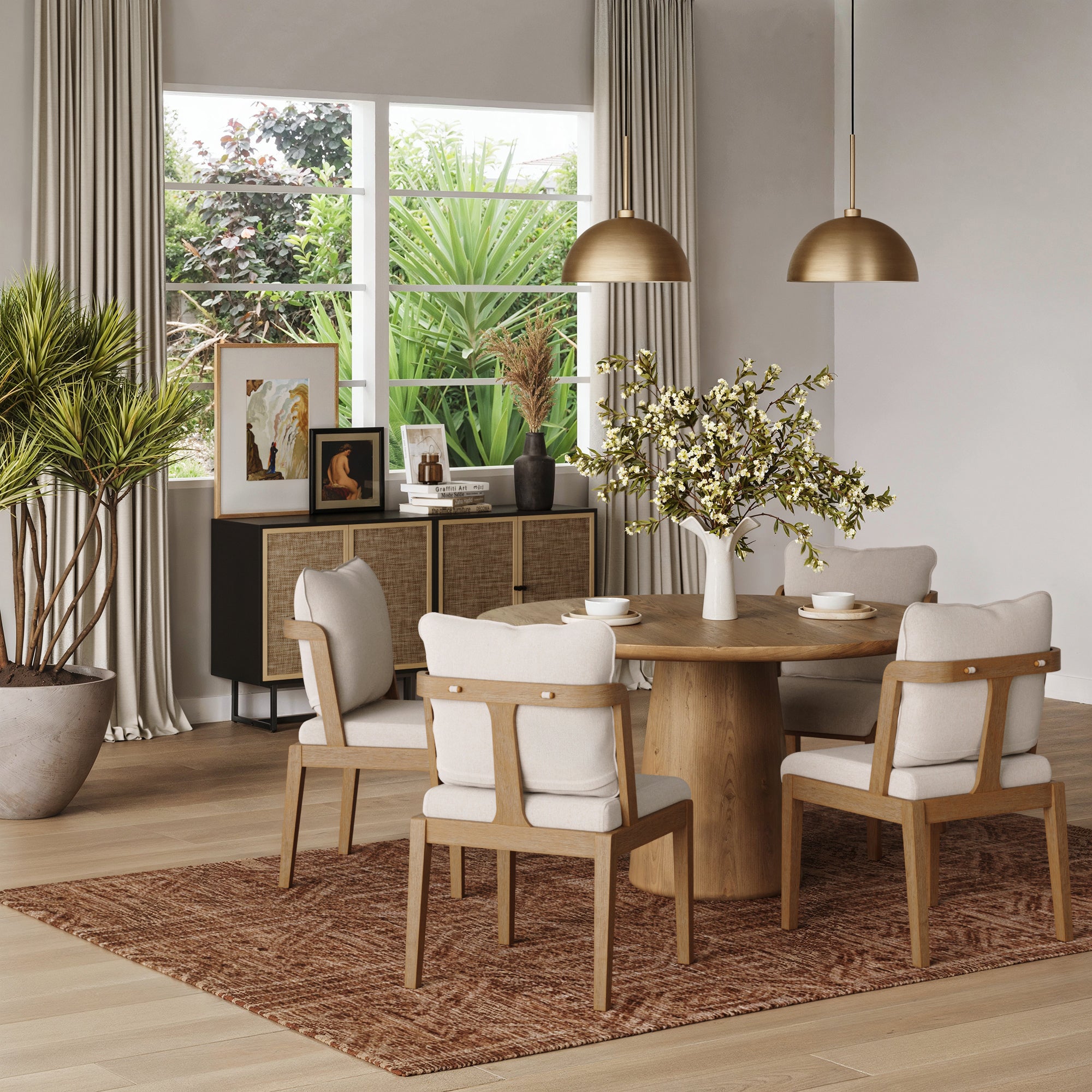 Scandinavian Dining Chair with Back Light Brown (Set of 4) - Nathan James