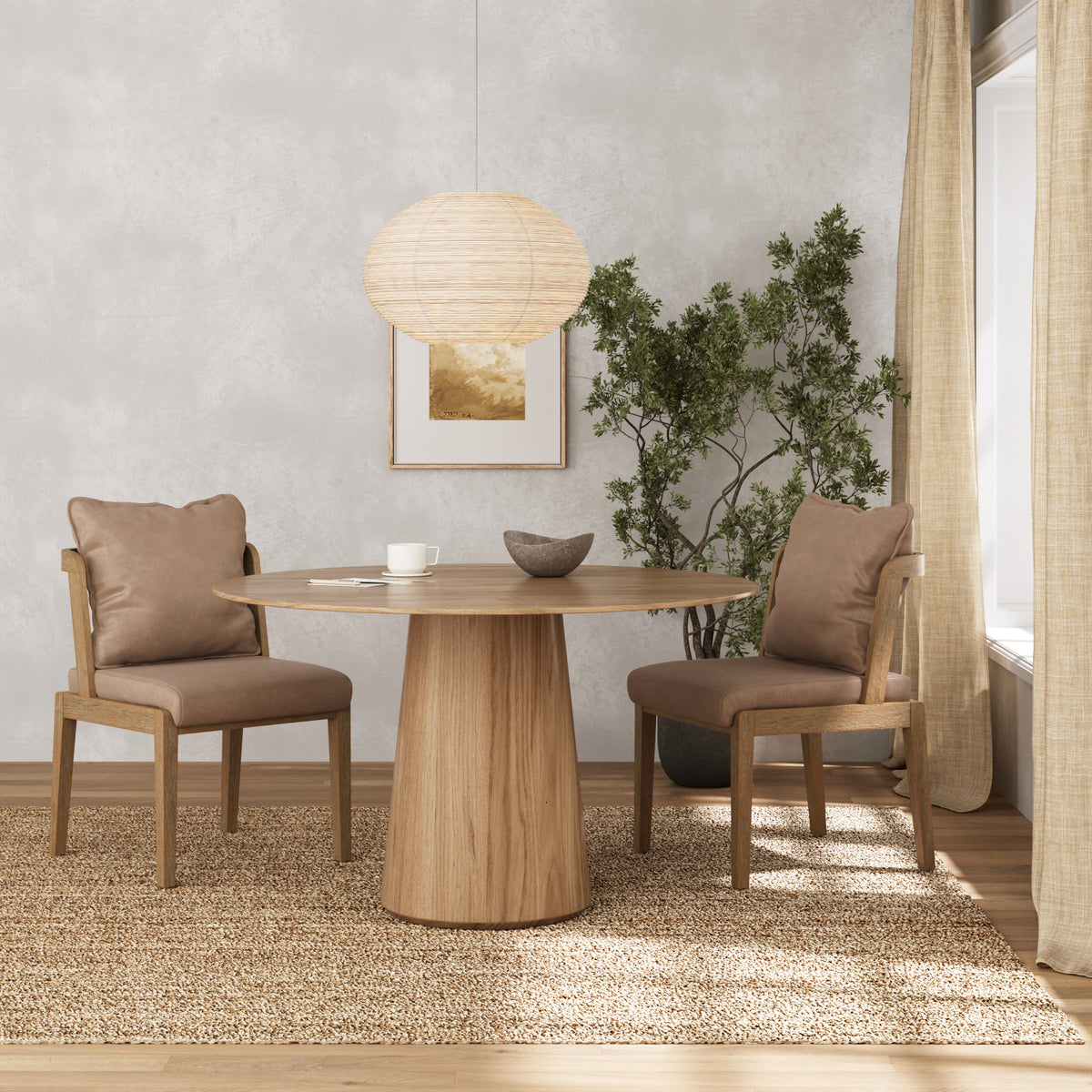 Modern Wood Faux Leather Dining Chair (Set of 2) - Nathan James