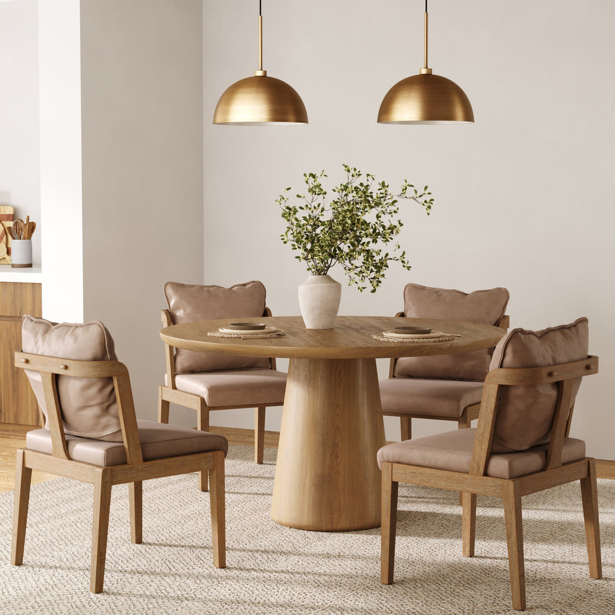 Modern Wood Faux Leather Dining Chair (Set of 4)