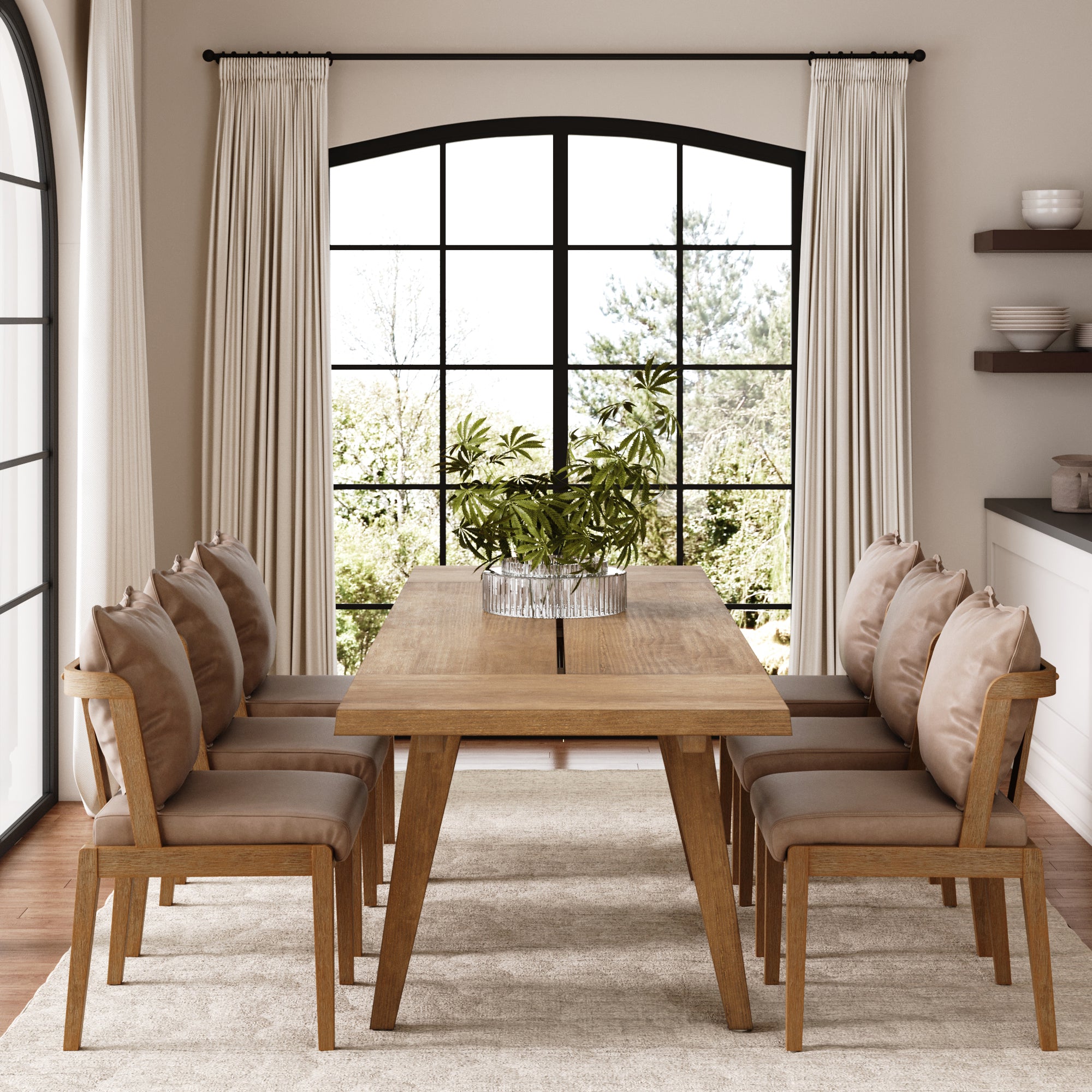 Modern Wood Faux Leather Dining Chair (Set of 6) - Nathan James