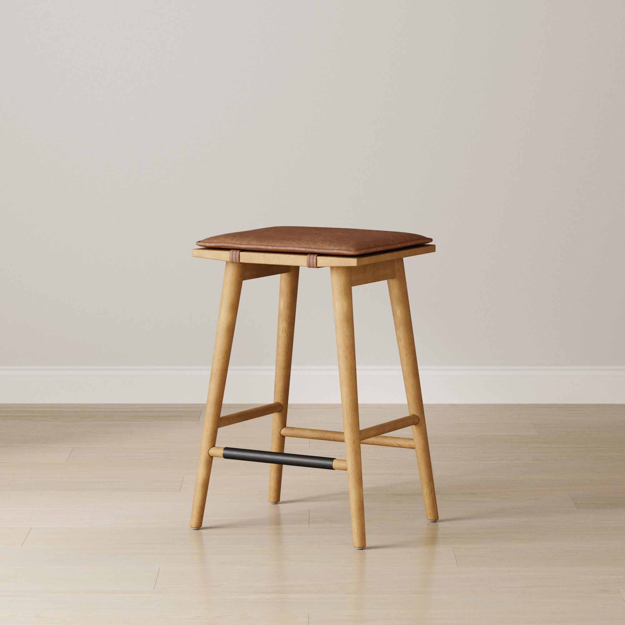 Wood Cushioned Counter Height Bar Stool Warm Pine - Nathan James