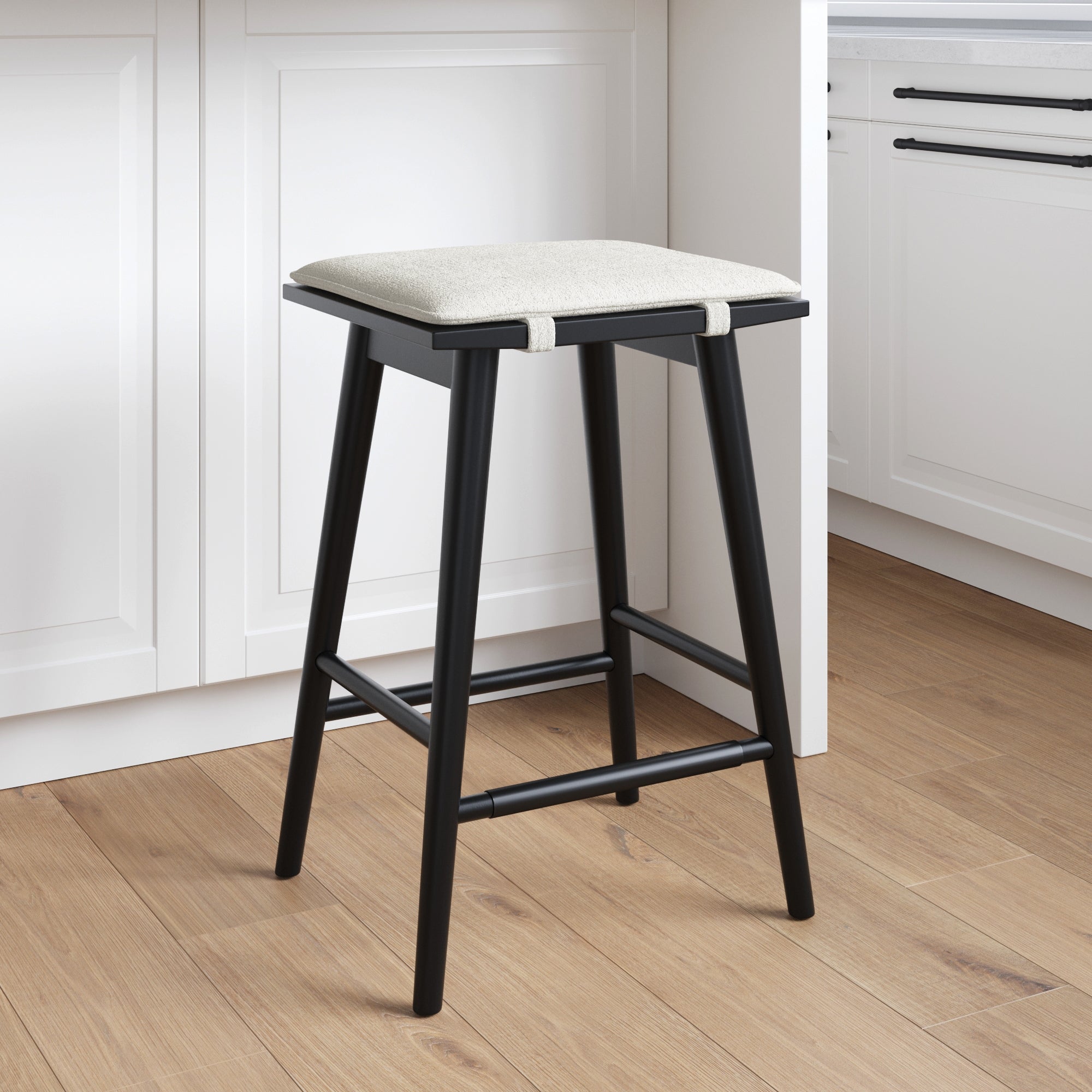 Wood & Boucle Counter Height Bar Stool Black - Nathan James