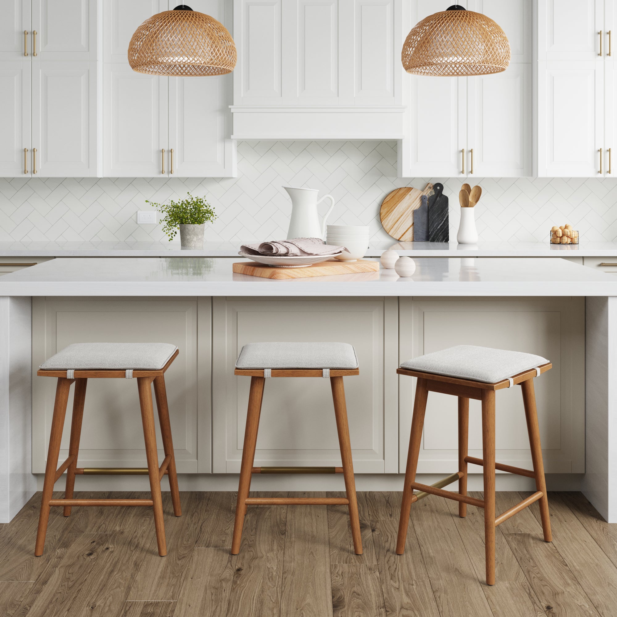 Boucle Counter Height Bar Stools Brown (Set of 3) - Nathan James