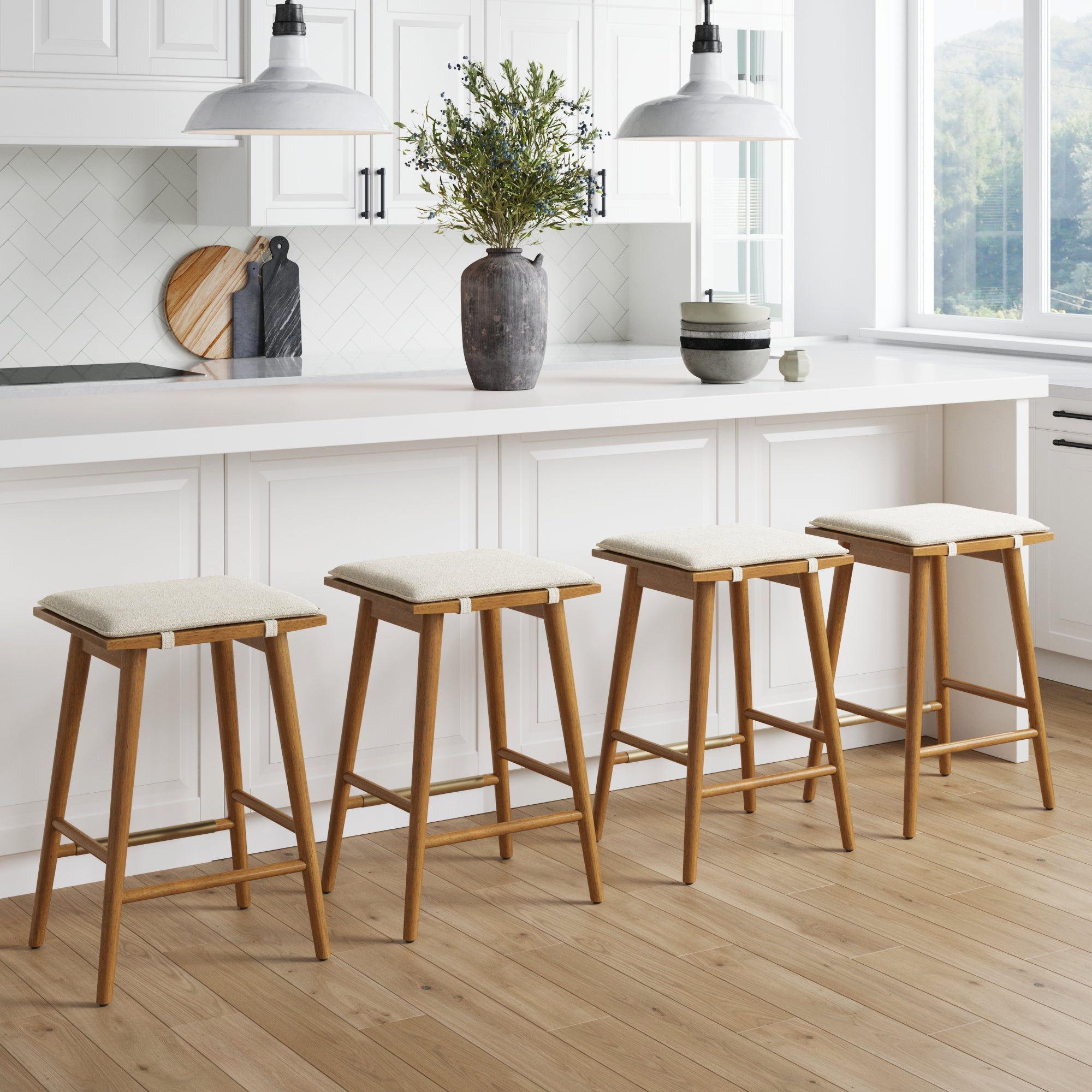 Boucle Counter Height Bar Stools Brown (Set of 4) - Nathan James