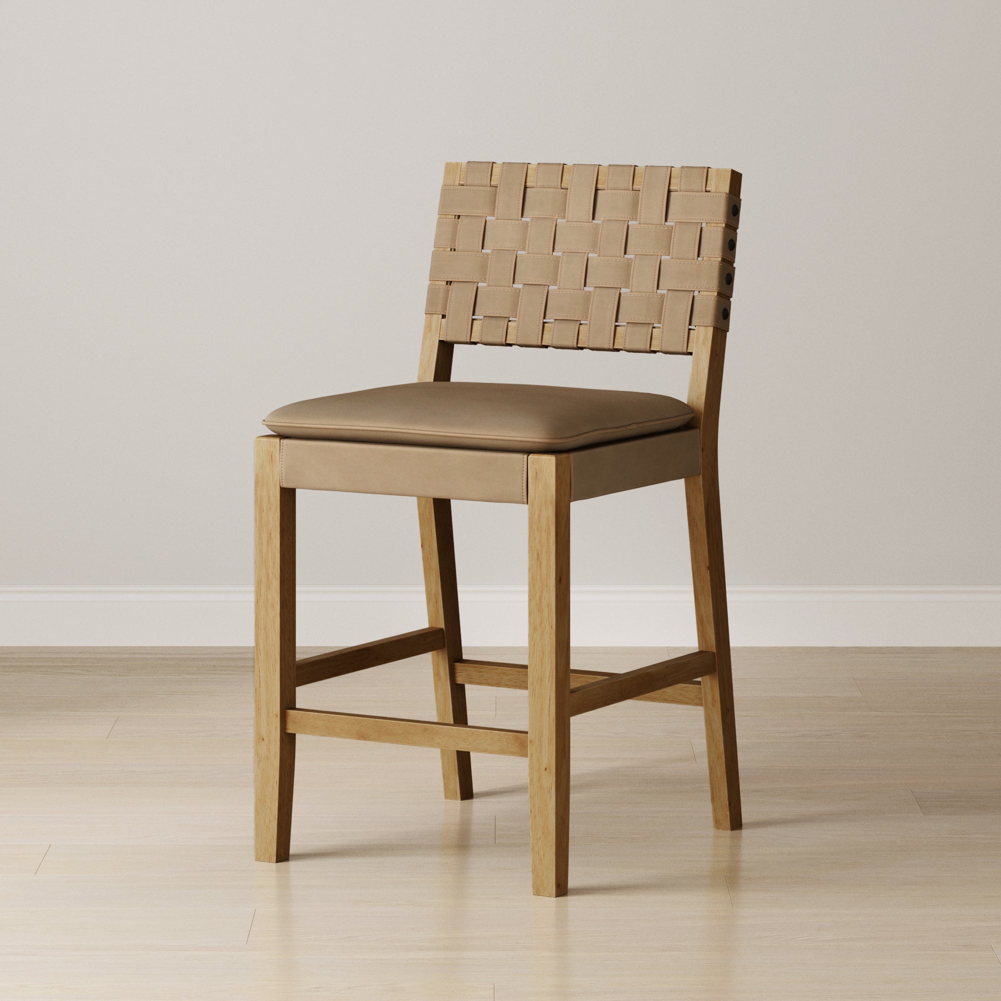 Faux Suede Woven Counter Height Bar Stool Brown - Nathan James