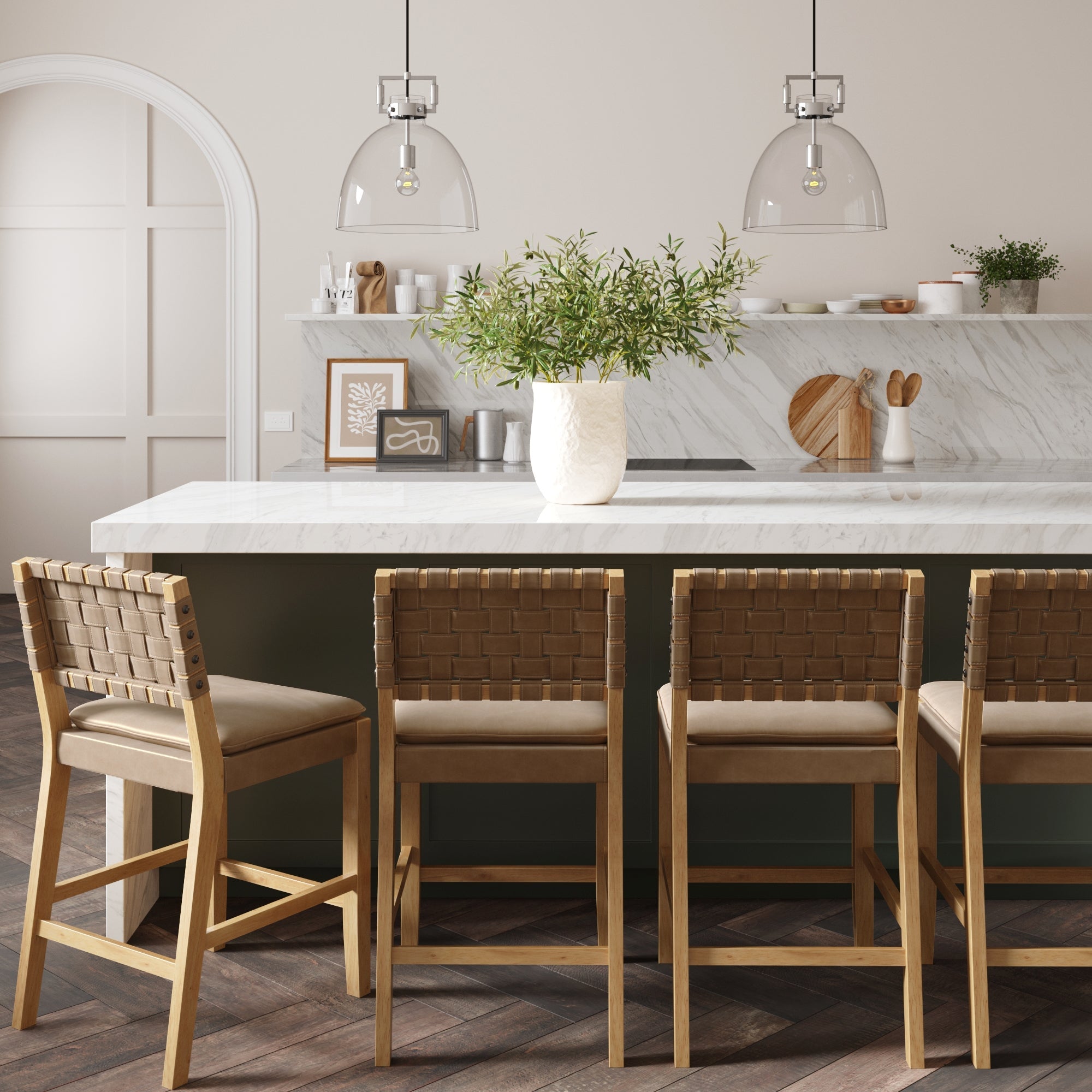 Woven Counter Height Bar Stools Brown (Set of 4) - Nathan James