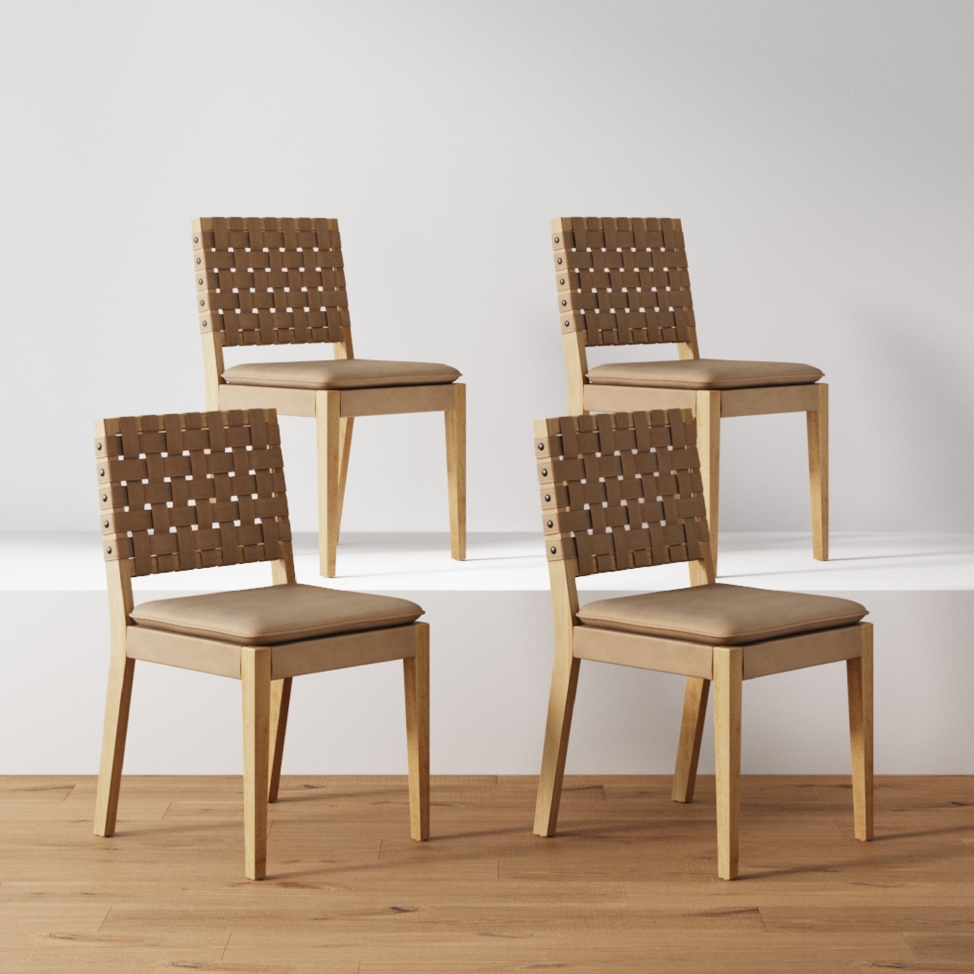 Faux Leather Dining Chairs Light Brown (Set of 4) - Nathan James