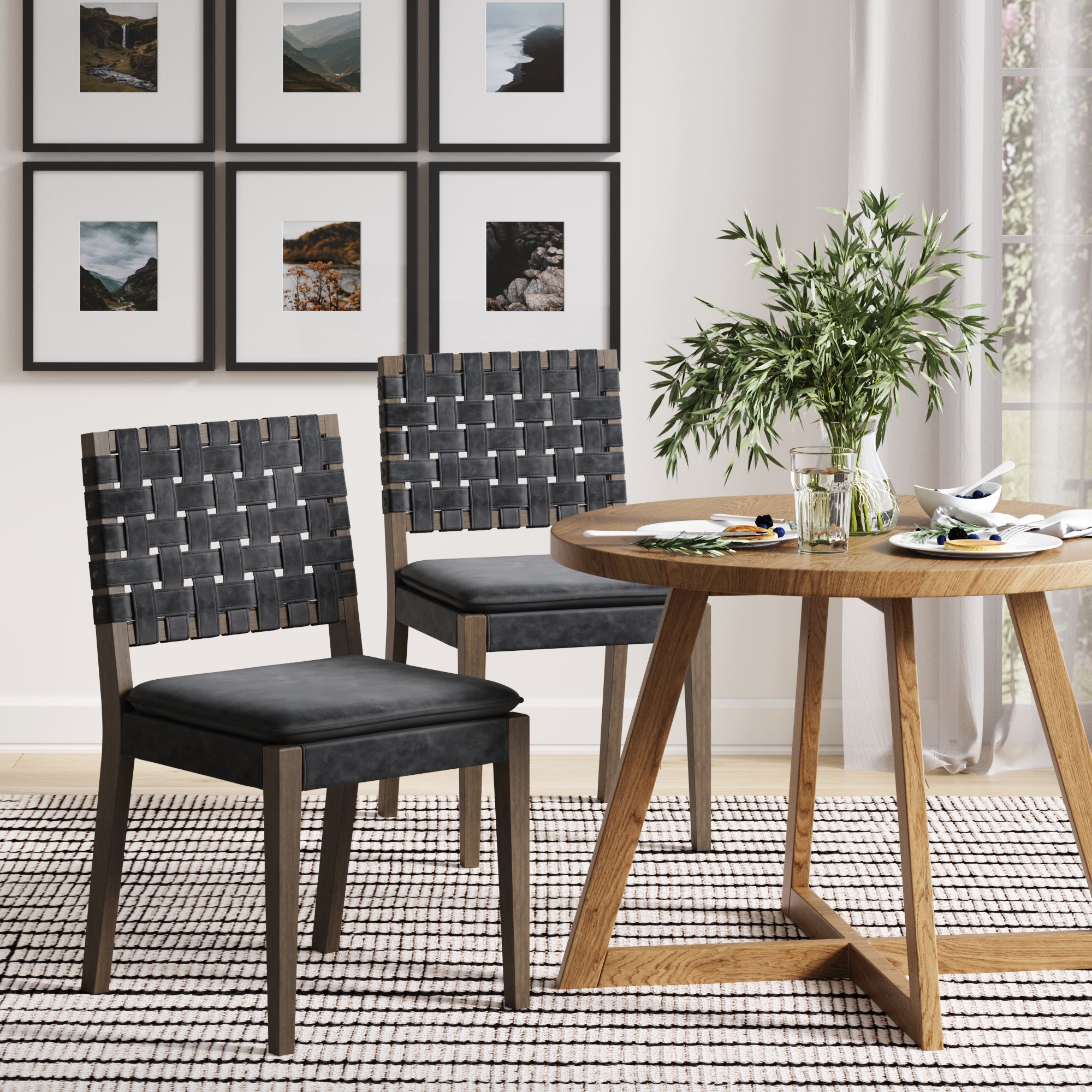 Faux Leather Dining Chairs Black (Set of 2) - Nathan James
