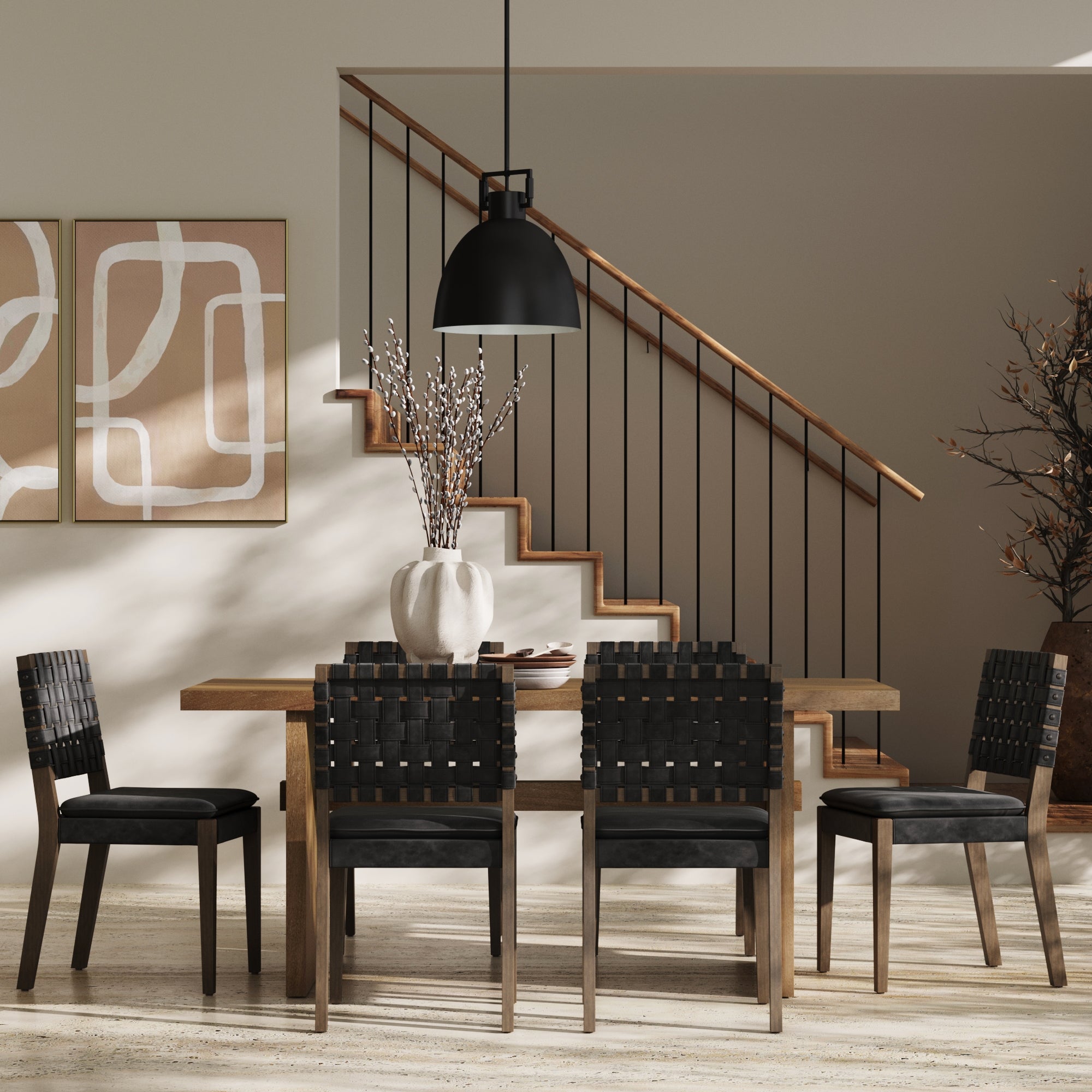 Faux Leather Dining Chairs Black (Set of 6) - Nathan James