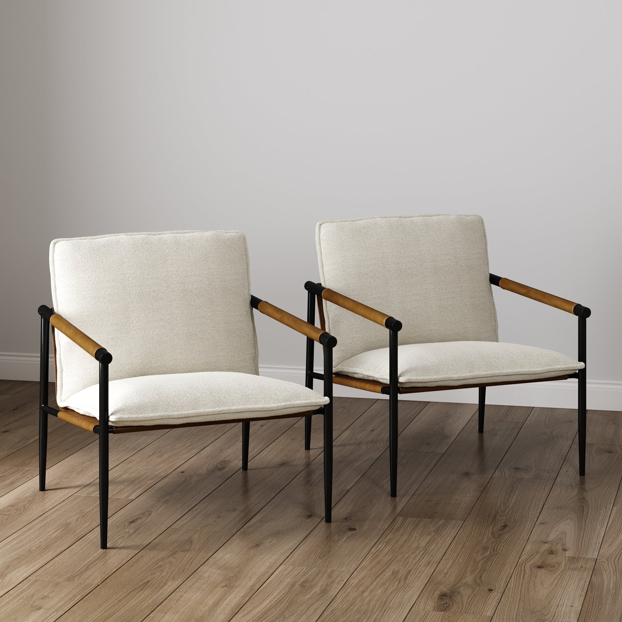 Boucle & Metal Accent Chairs (Set of 2) - Nathan James