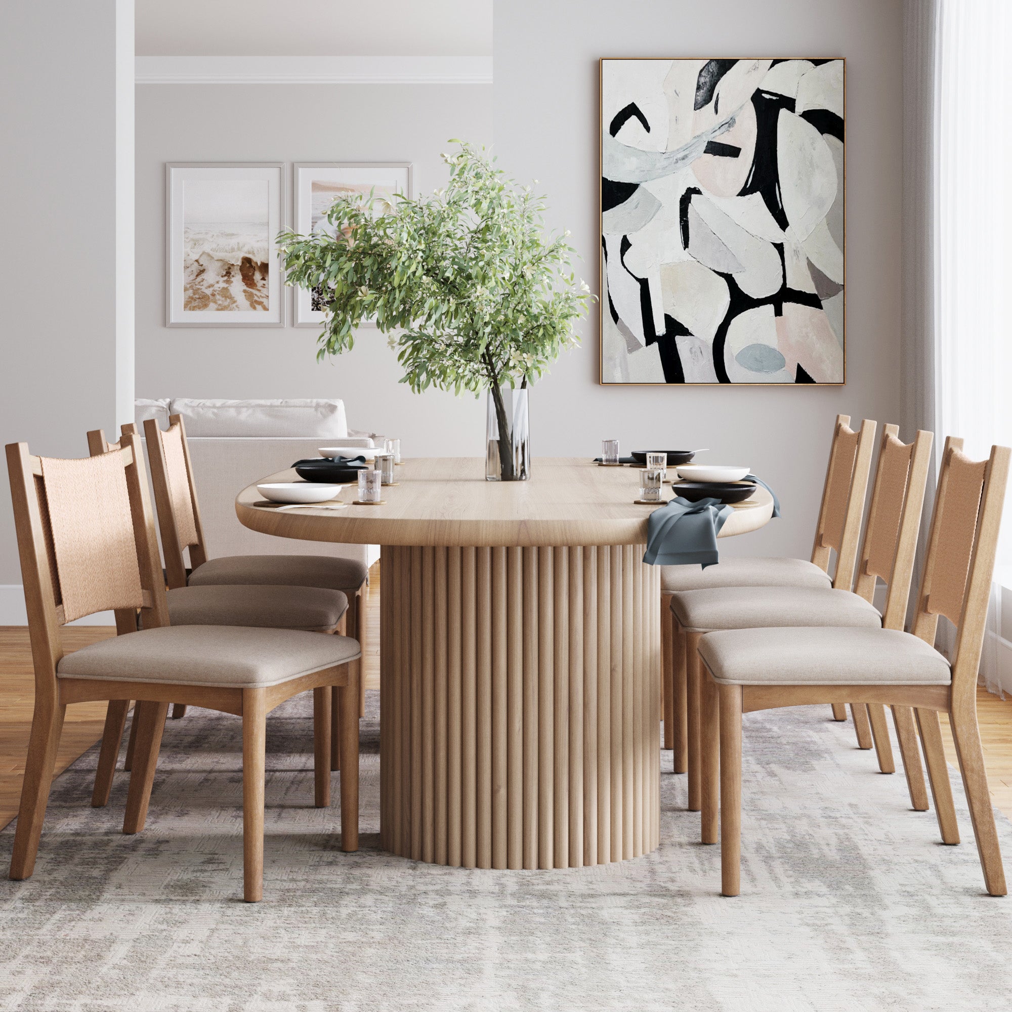Arched Back Seagrass Dining Chair Light Brown (Set of 6) - Nathan James