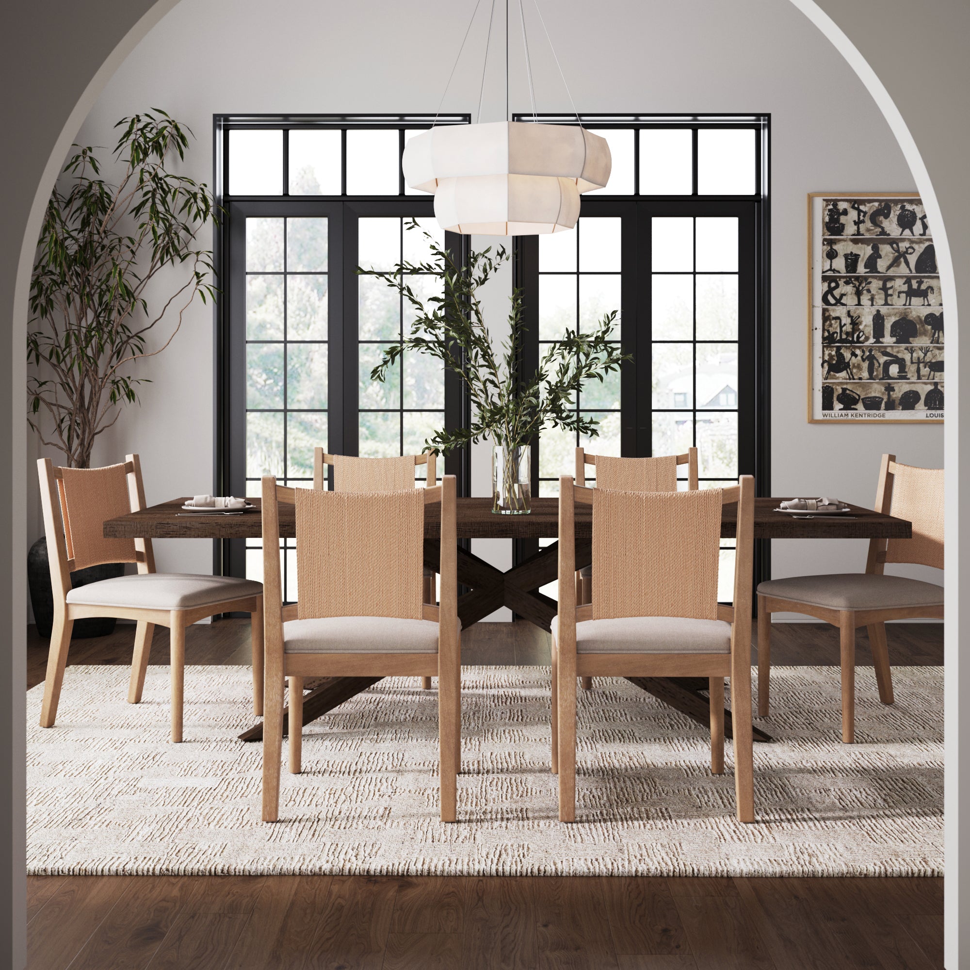 Arched Back Seagrass Dining Chair Light Brown (Set of 6) - Nathan James