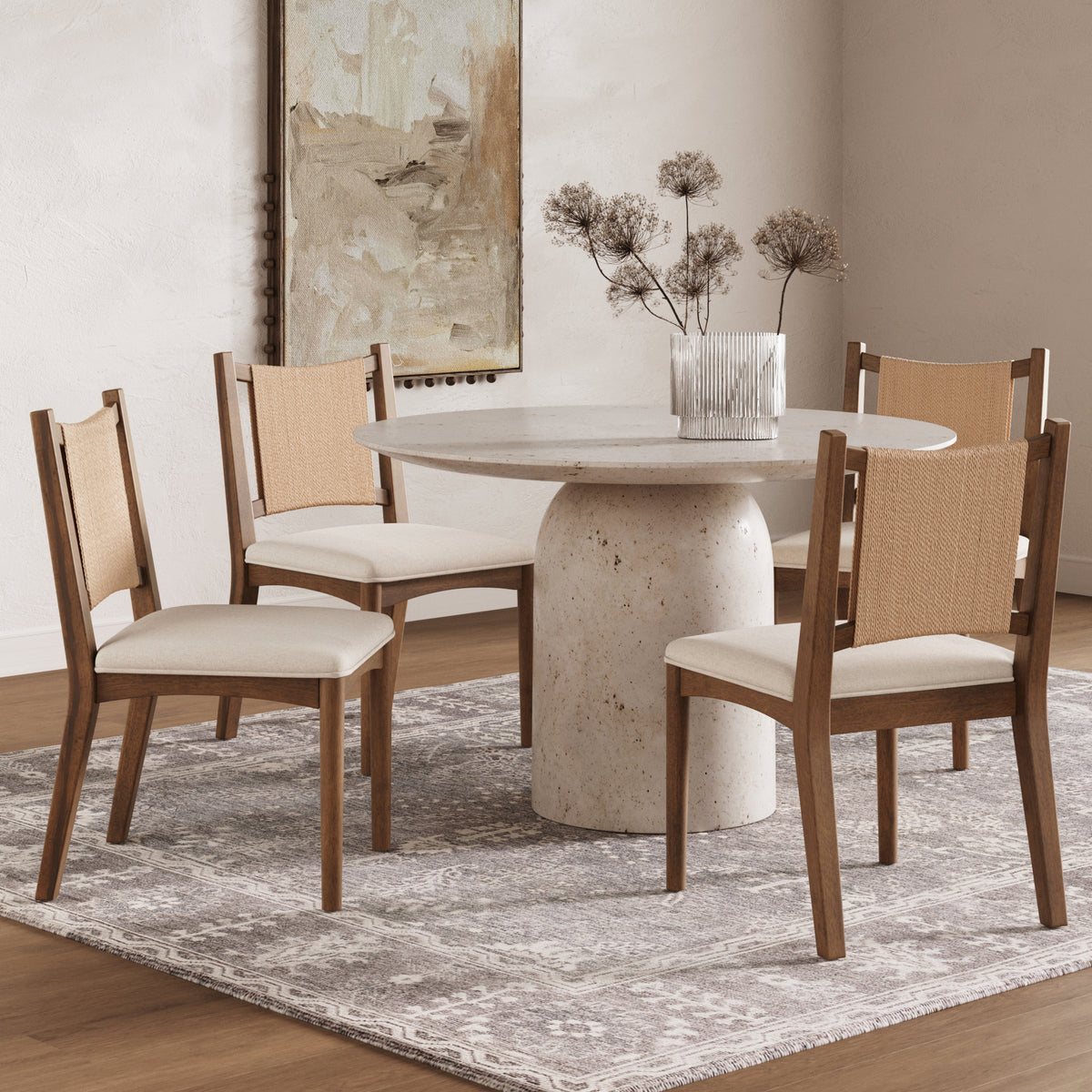 Arched Back Seagrass Dining Chair Medium Brown (Set of 4) - Nathan James