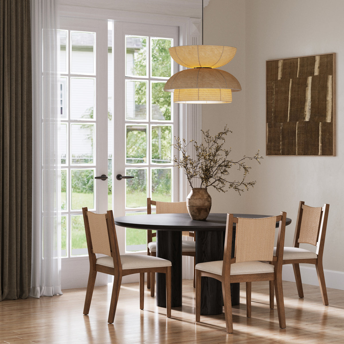 Arched Back Seagrass Dining Chair Medium Brown (Set of 4) - Nathan James