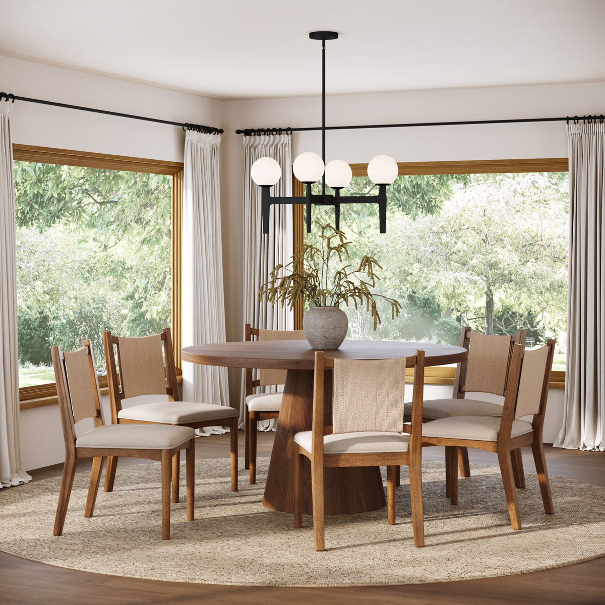 Arched Back Seagrass Dining Chair Medium Brown (Set of 6) - Nathan James
