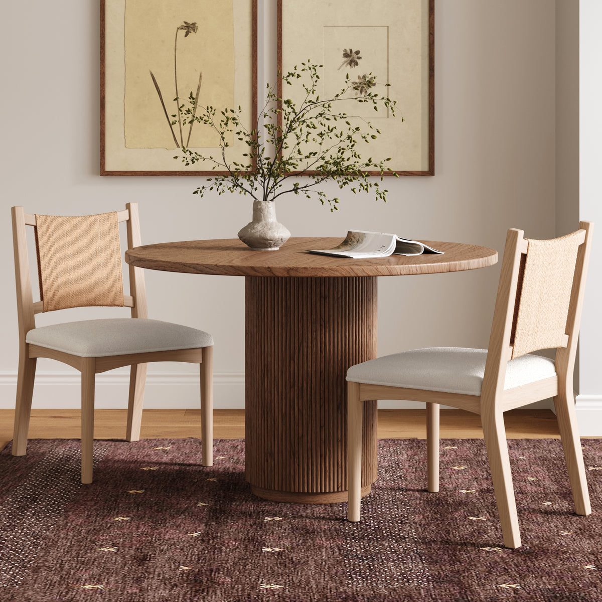 Arched Back Seagrass Boucle Dining Chair Raw Oak (Set of 2) - Nathan James