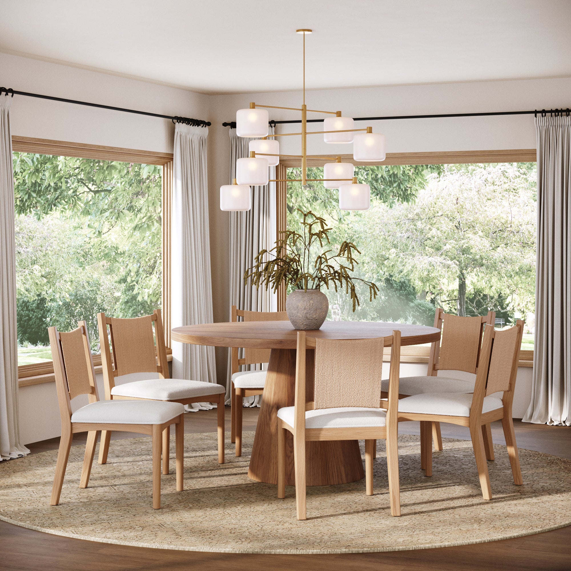 Arched Back Seagrass Boucle Dining Chair Raw Oak (Set of 6) - Nathan James
