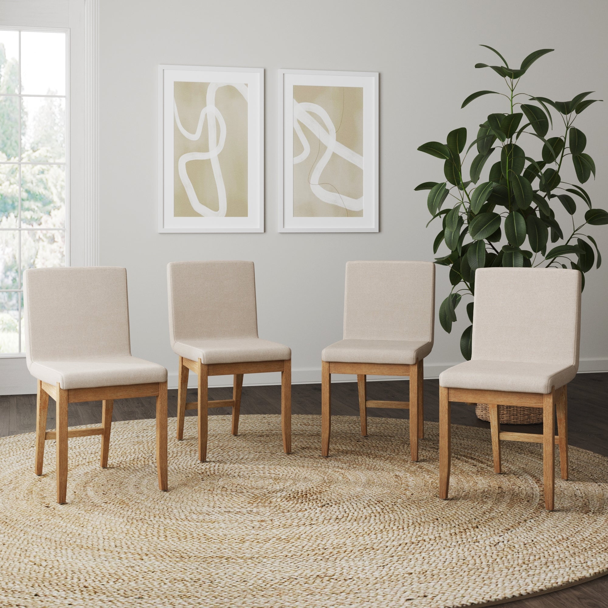 Dining Chairs Brushed Light Brown Flax (Set of 4) - Nathan James
