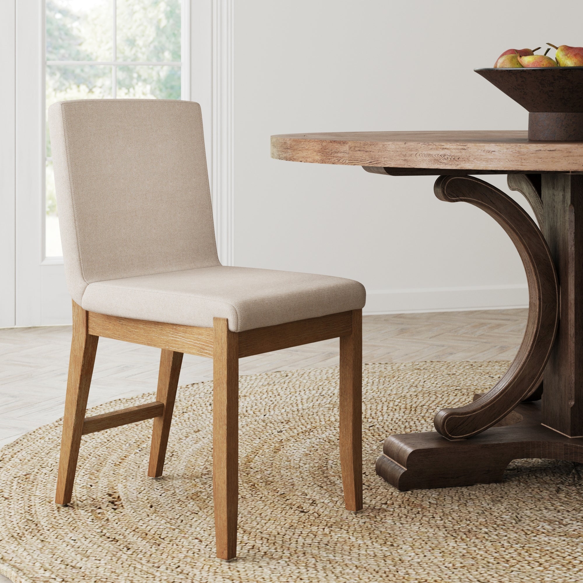 Wood Upholstered Dining Chair Brushed Light Brown Flax - Nathan James