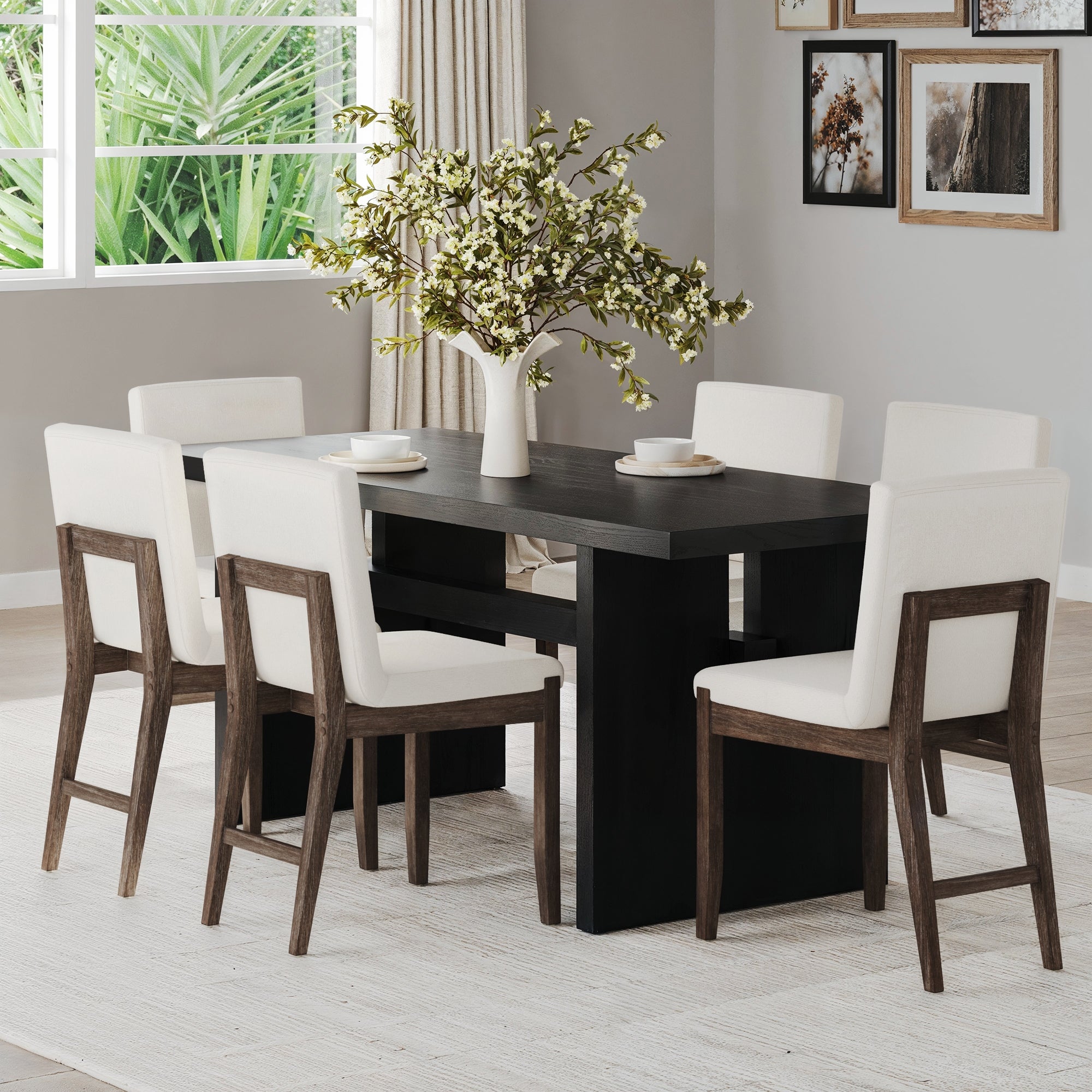 Exposed Back Dining Chairs Dark Brown (Set of 6) - Nathan James