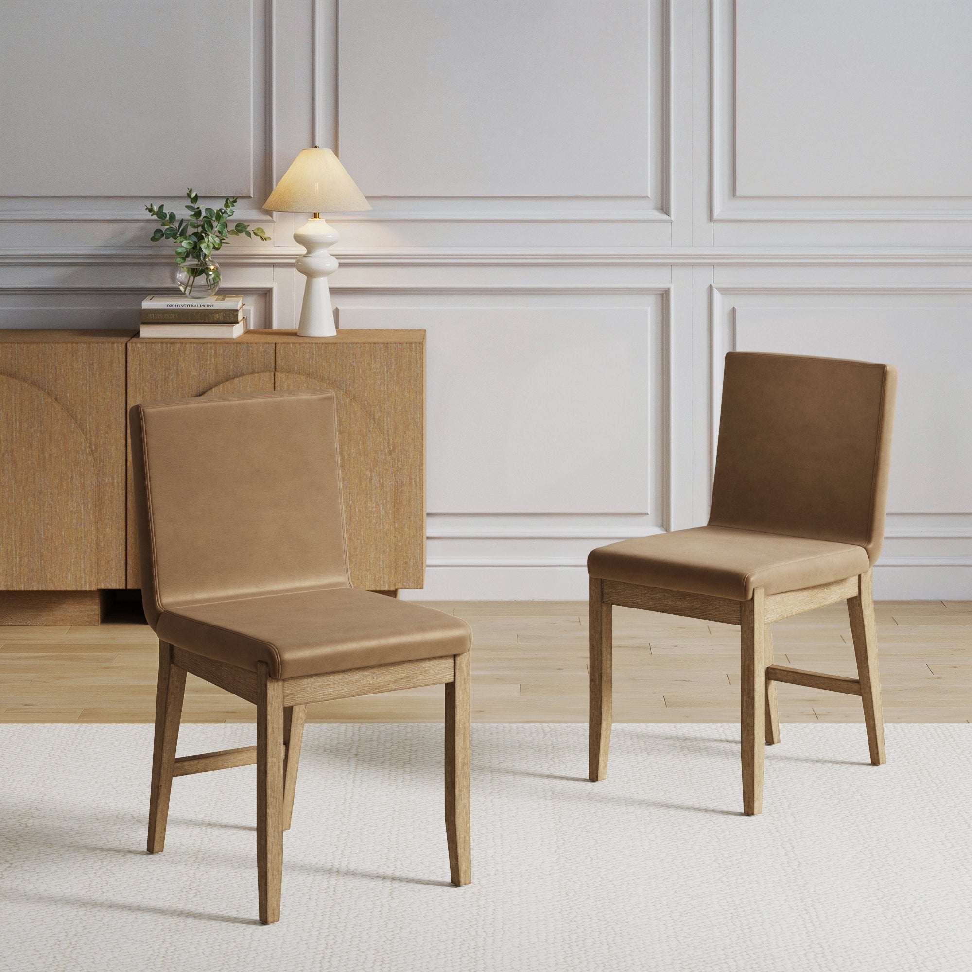 Exposed Back Dining Chair Light Brown (Set of 2) - Nathan James