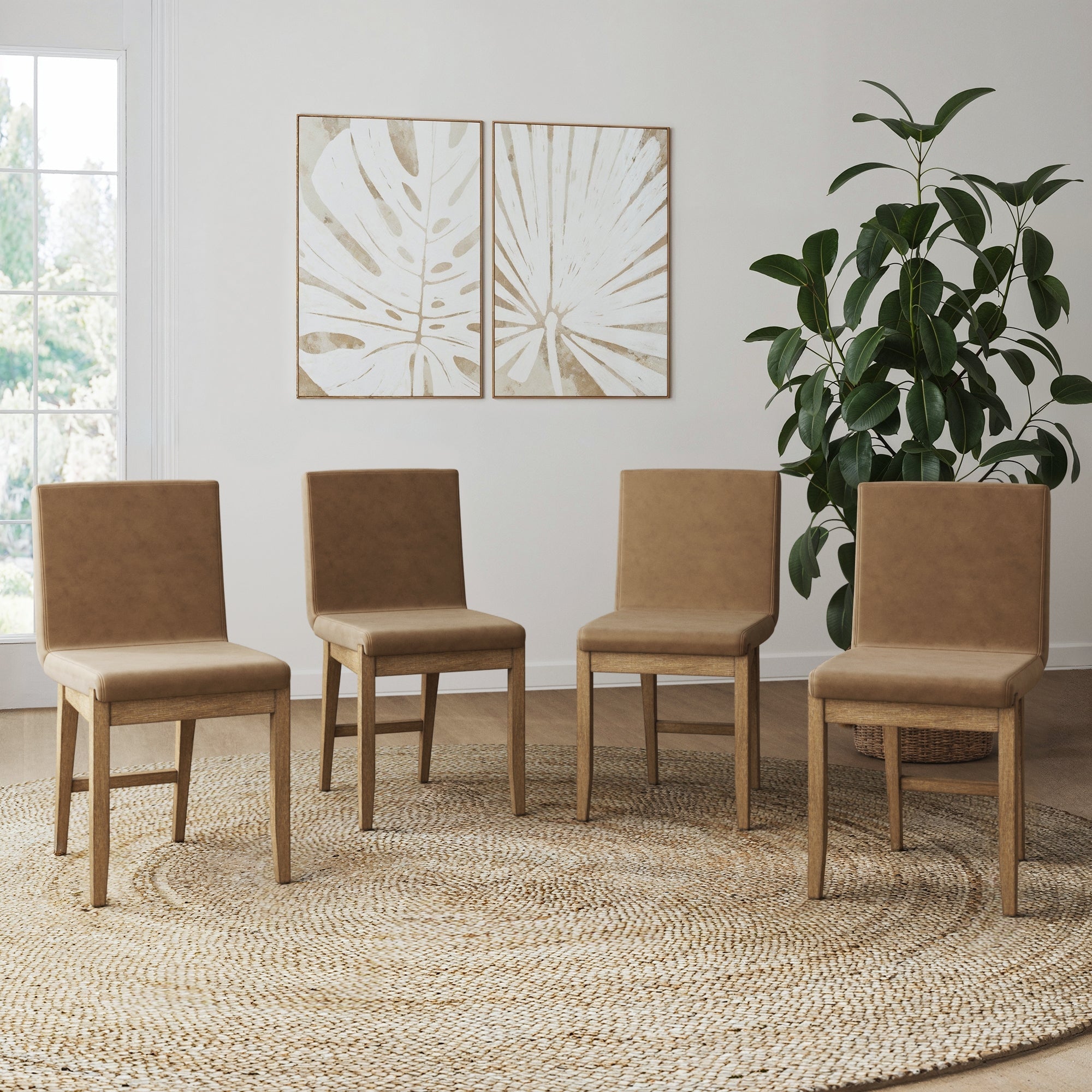 Exposed Back Dining Chairs Light Brown (Set of 4) - Nathan James