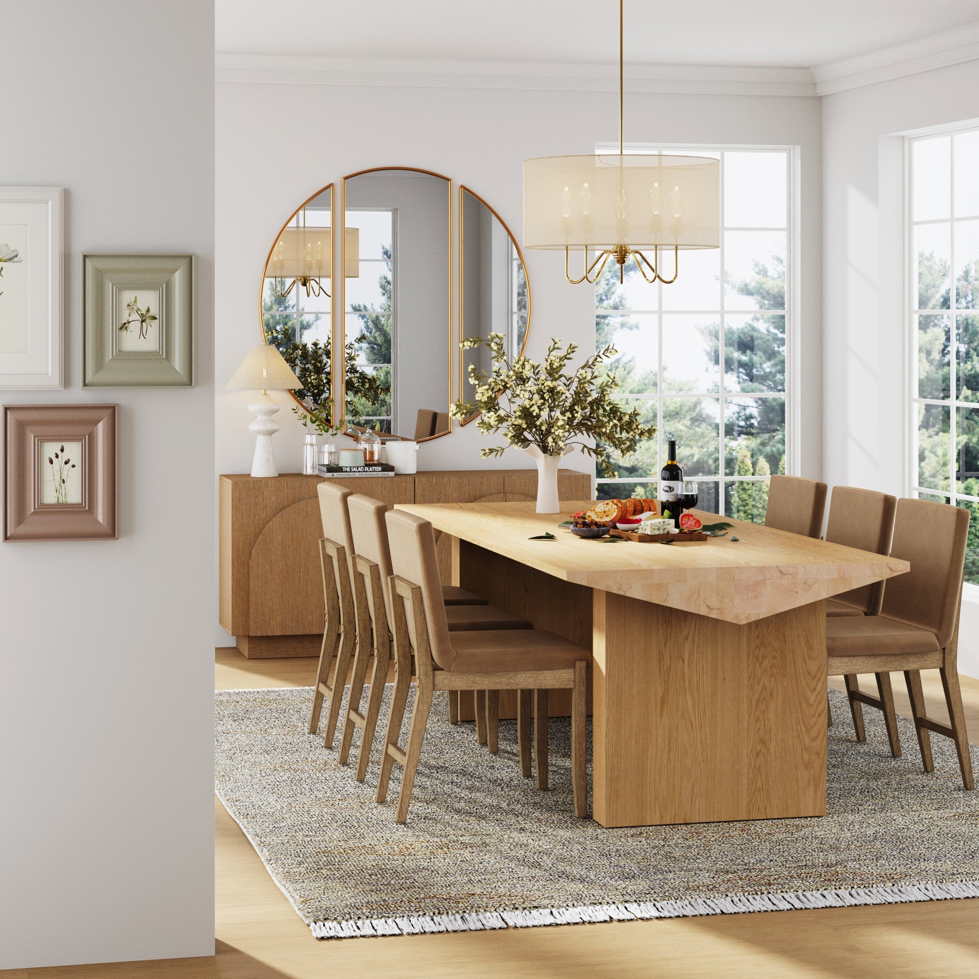 Exposed Back Dining Chairs Light Brown (Set of 6) - Nathan James