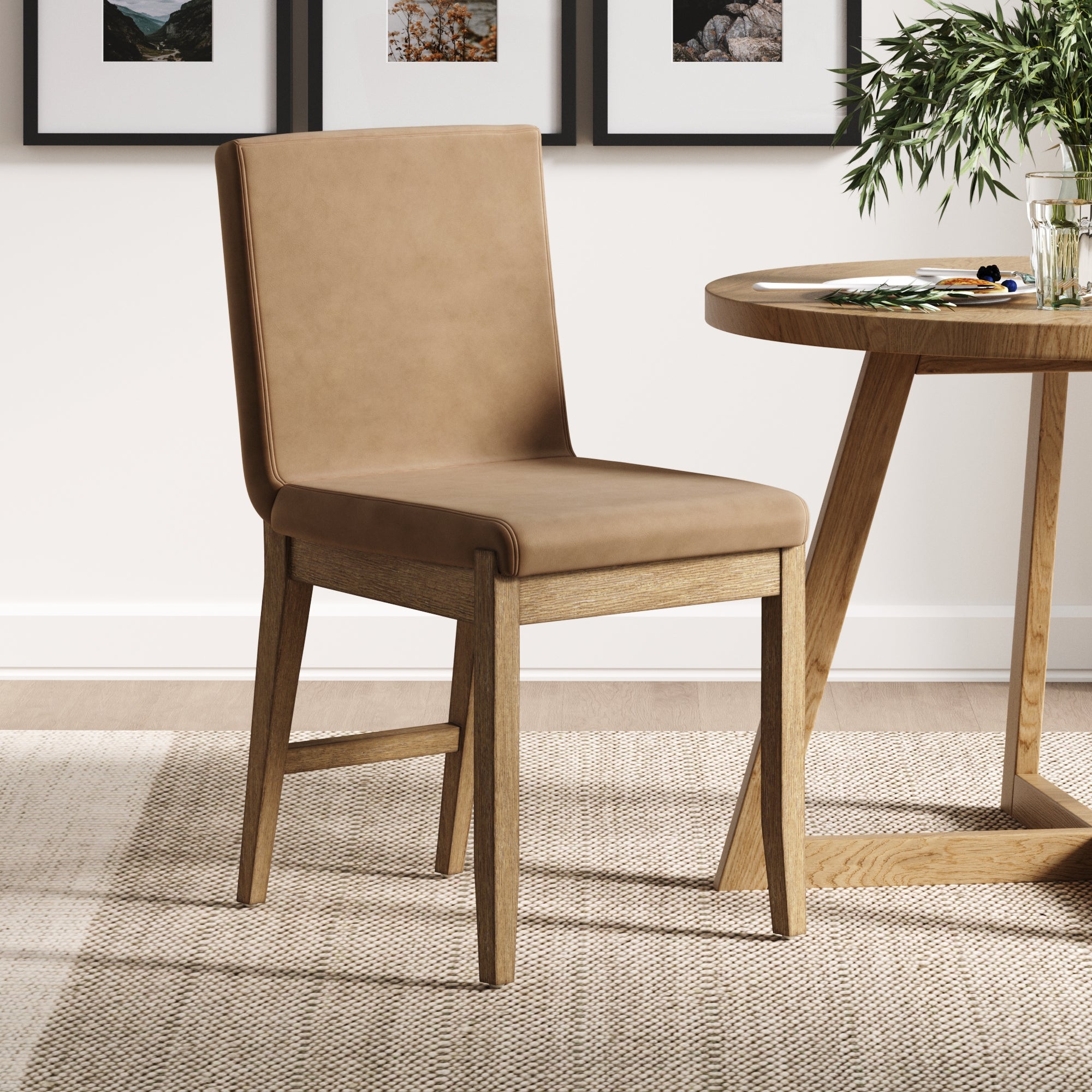 Exposed Back Dining Chair Brushed Light Brown - Nathan James