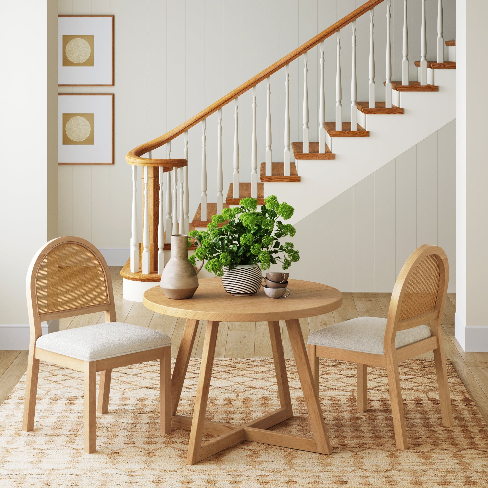Boucle & Rattan Dining Chair Warm Pine (Set of 2) - Nathan James