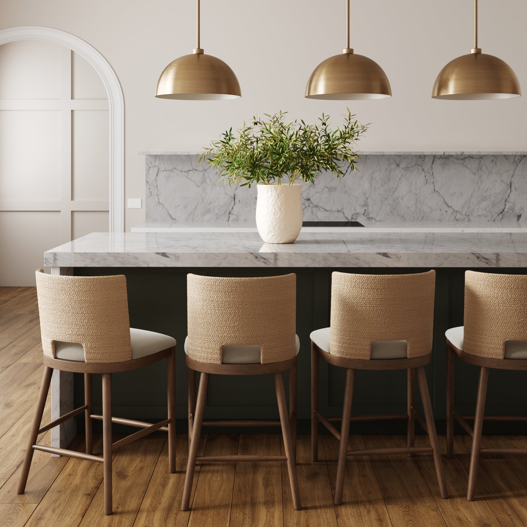 Seagrass Rope Back Counter Bar Stool Medium Brown (Set of 4) - Nathan James