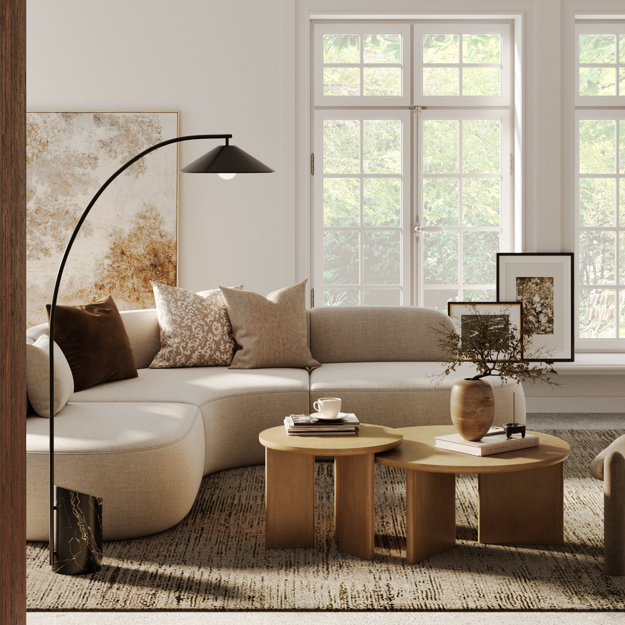 Mid - Century Modern Wood Nesting Coffee Table Set Light Brown - Nathan James