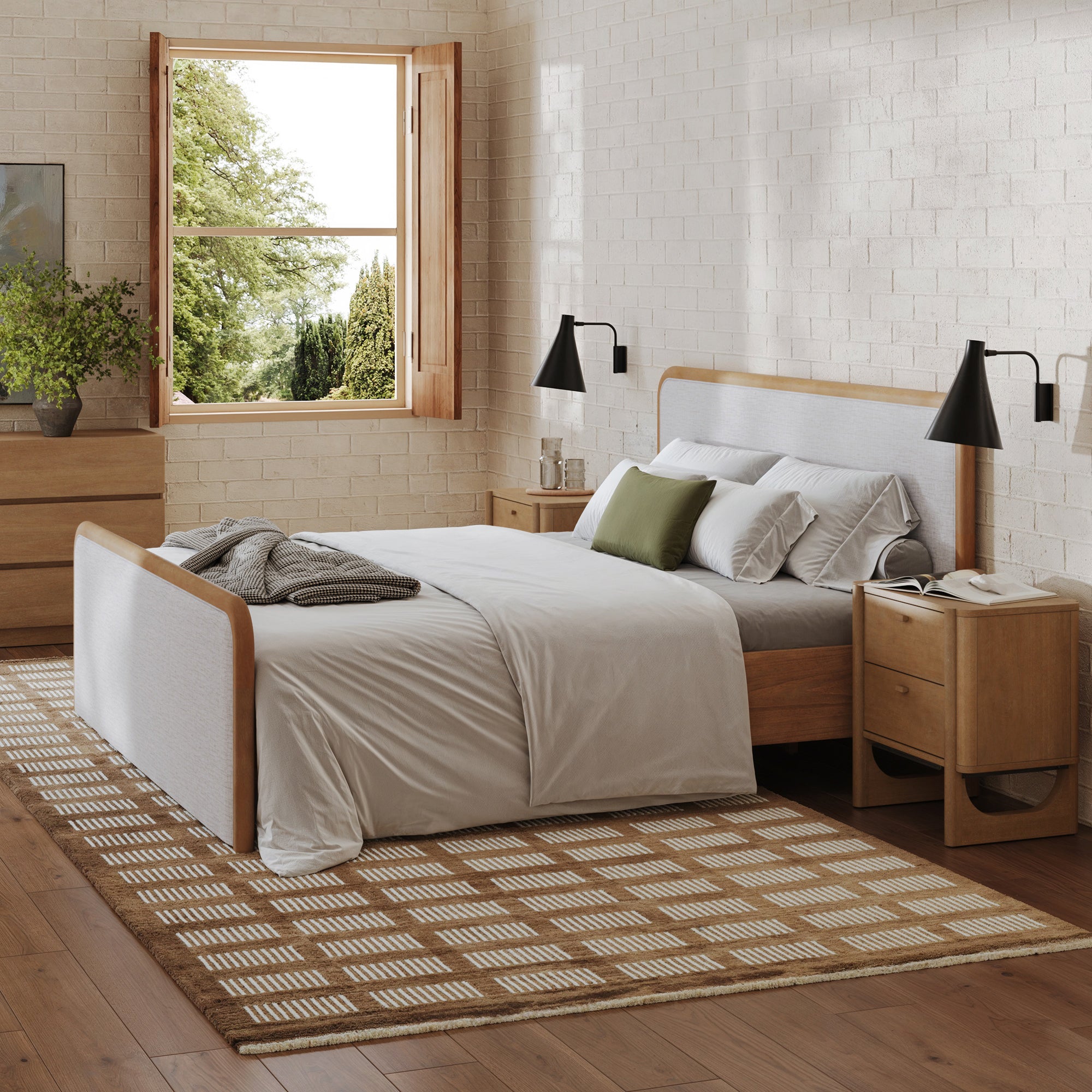 Mid Century Modern Rounded Dresser and Nightstand Set (3-Piece) - Nathan James