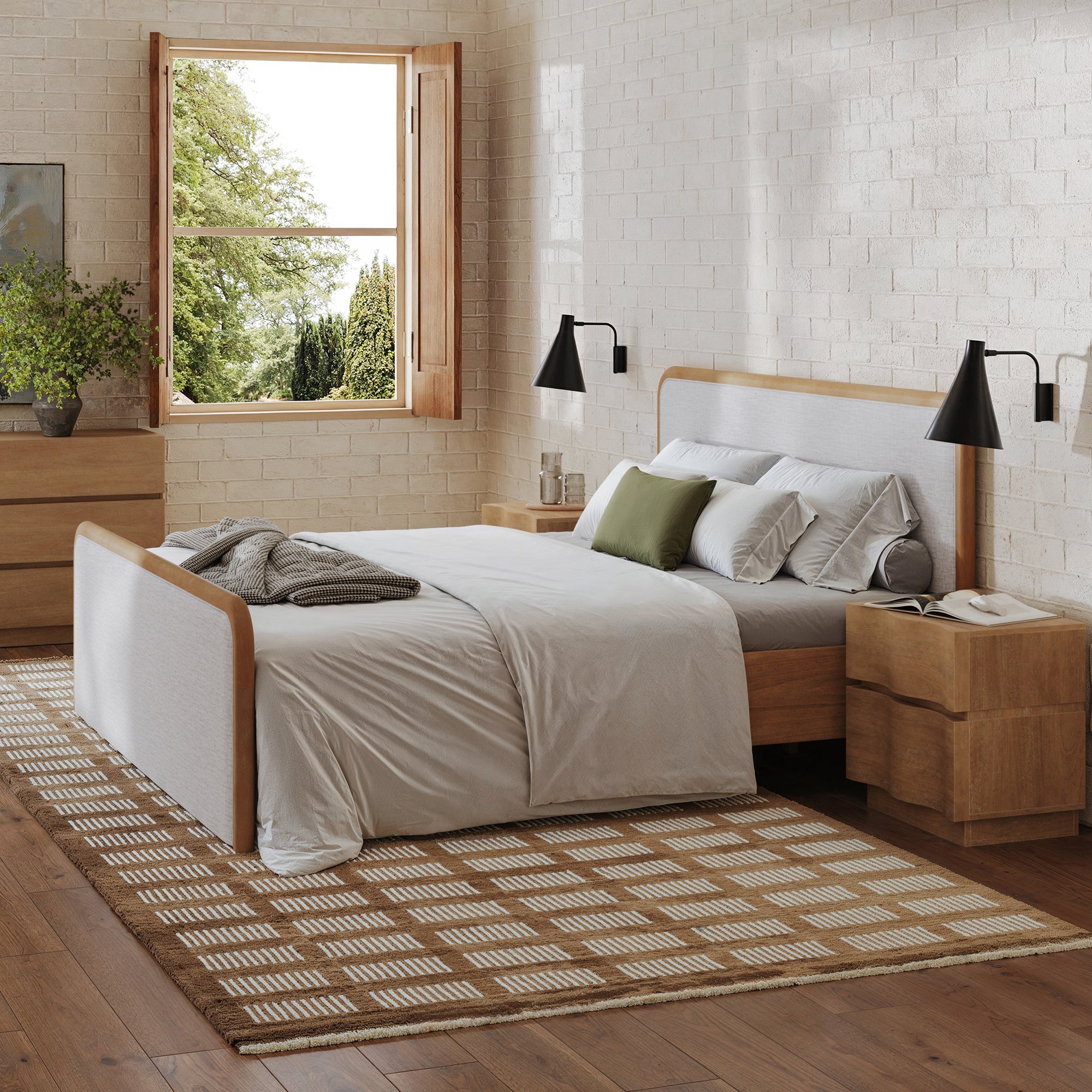 Modern Wooden Dresser and Scalloped Nightstand Set (3-Piece) - Nathan James